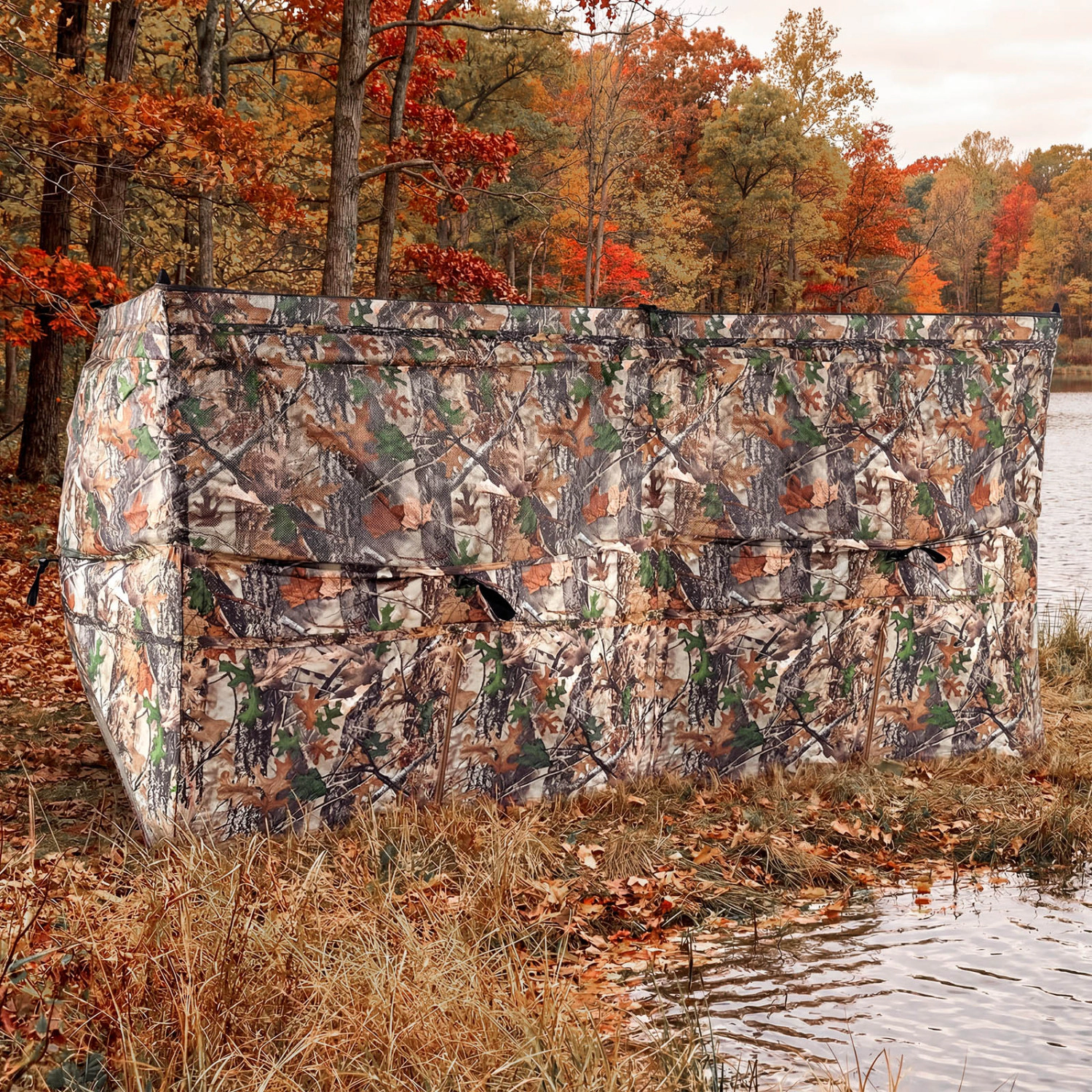 LJG See-Through Hunting Blind Panel with Dog Door Pop up Waterflow Blind for 1-3 People