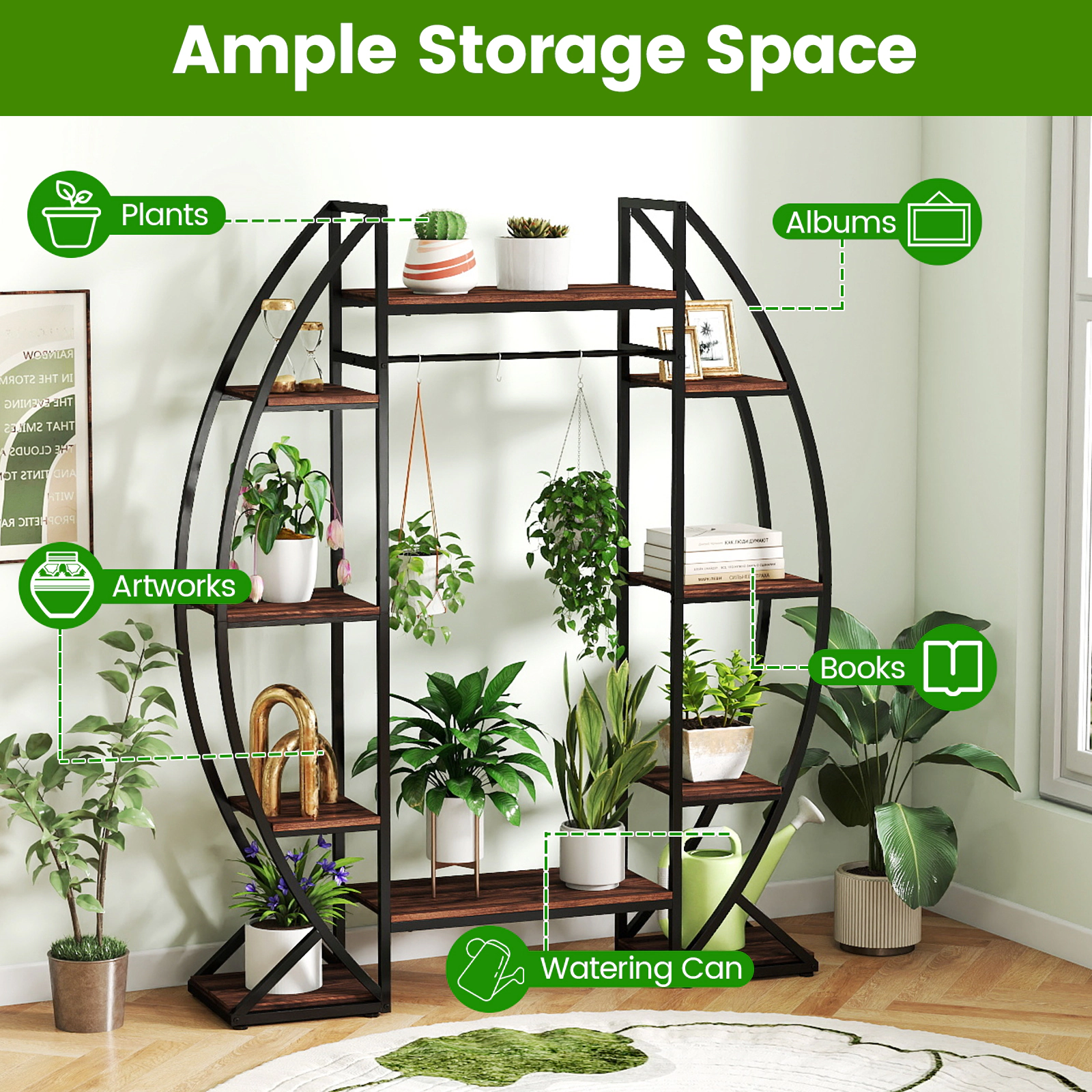 SlickBlue Multi Functional Plant Shelf with 4 Head Lighting System, 10 Tier Vertical Plant Rack Stable Metal Structure