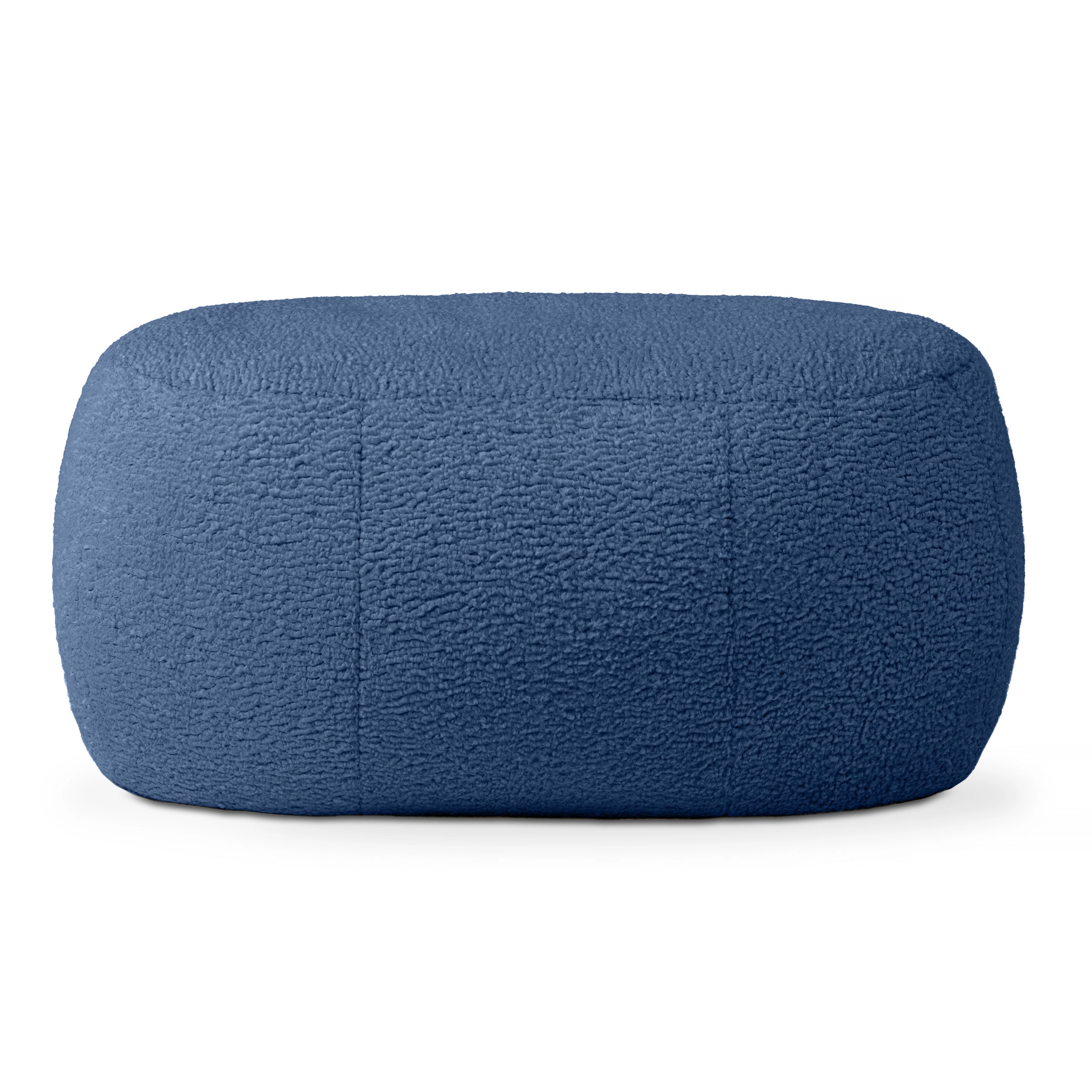Jaxx Ellis Ottoman Shearling Faux-Lamb Plush Pouf for Modern Interior Design, Oval
