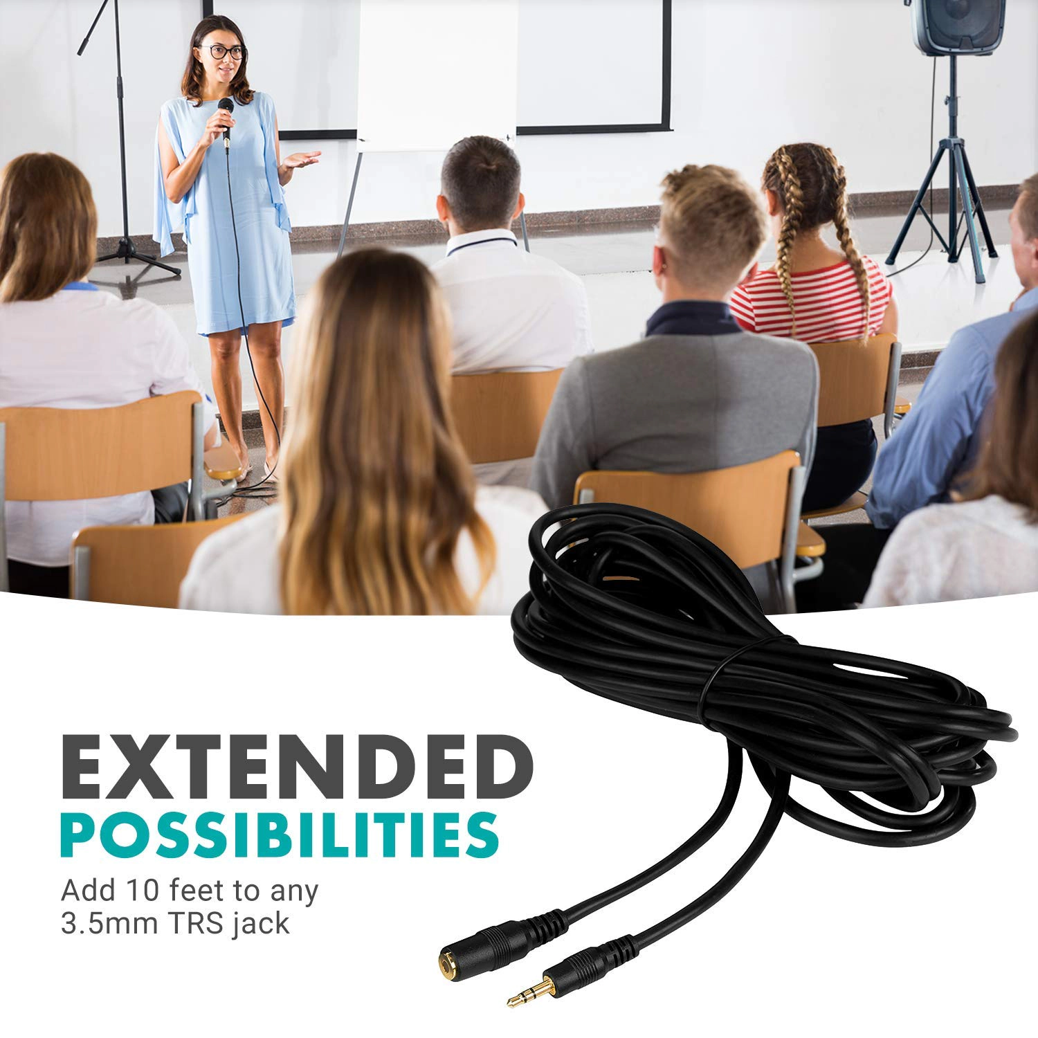 Movo MC20 3.5mm TRS Female to Male Extension Cable - 20ft