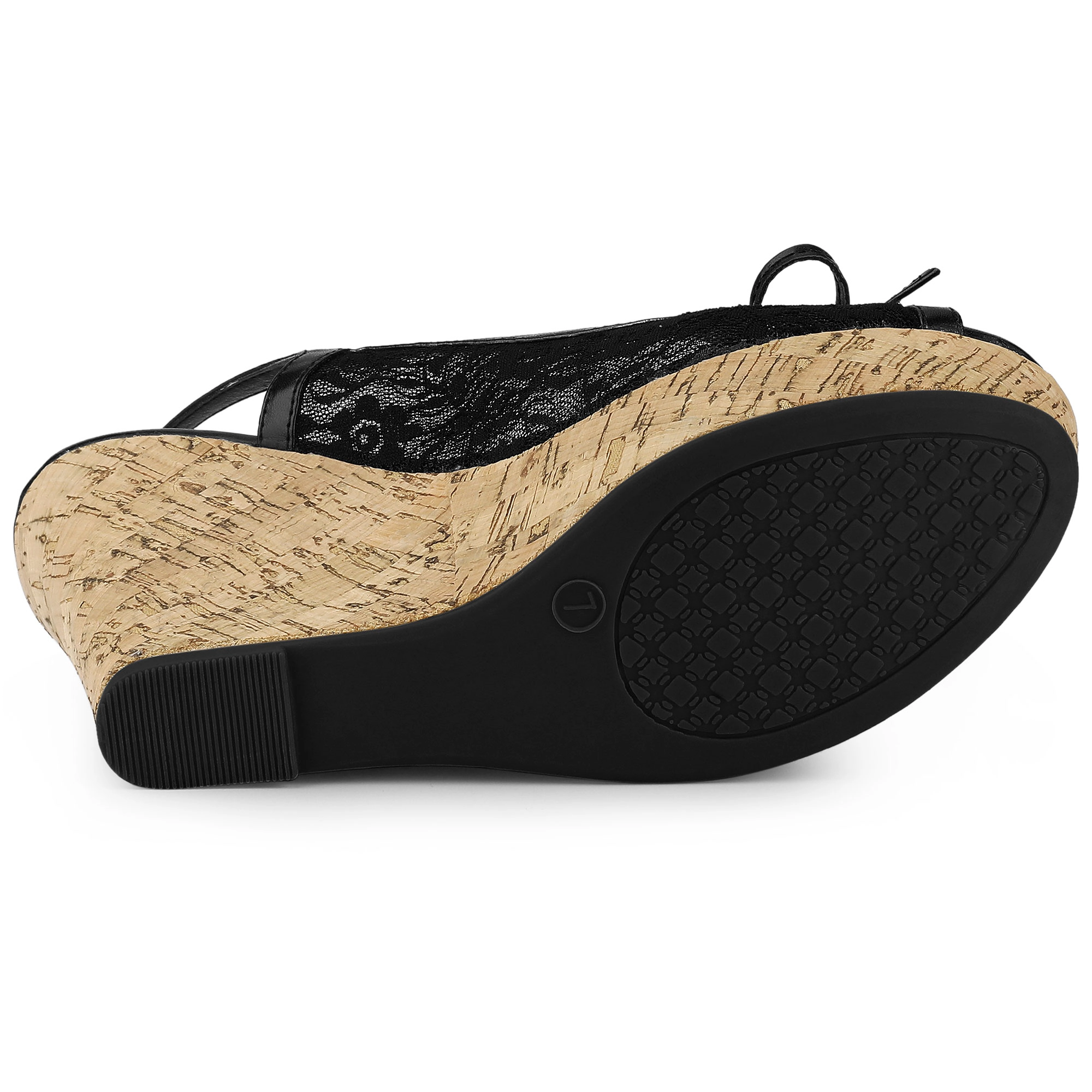 BLISSFUL STEP Women's Lace Platform Wedges Heel Sandals