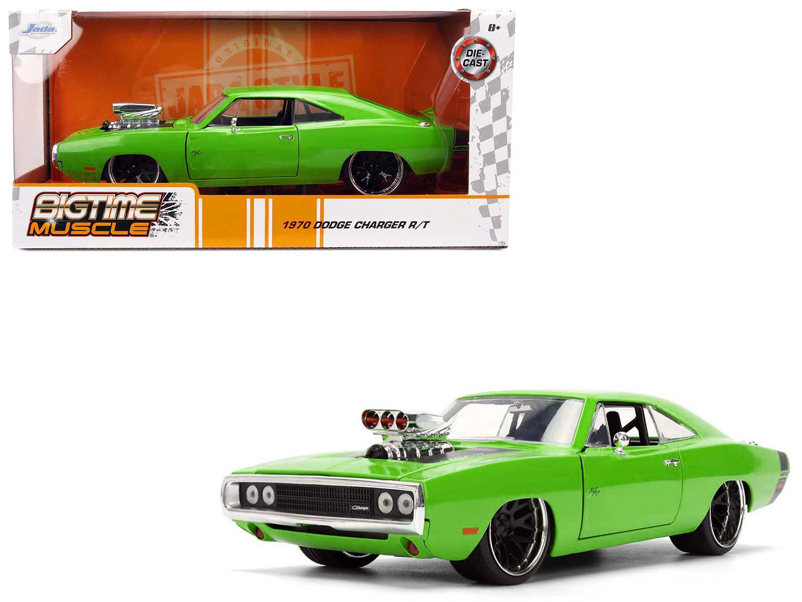 Jada 1970 Dodge Charger R/T Bright Green with Black Tail Stripe "Bigtime Muscle" Series 1/24 Diecast Model Car by Jada