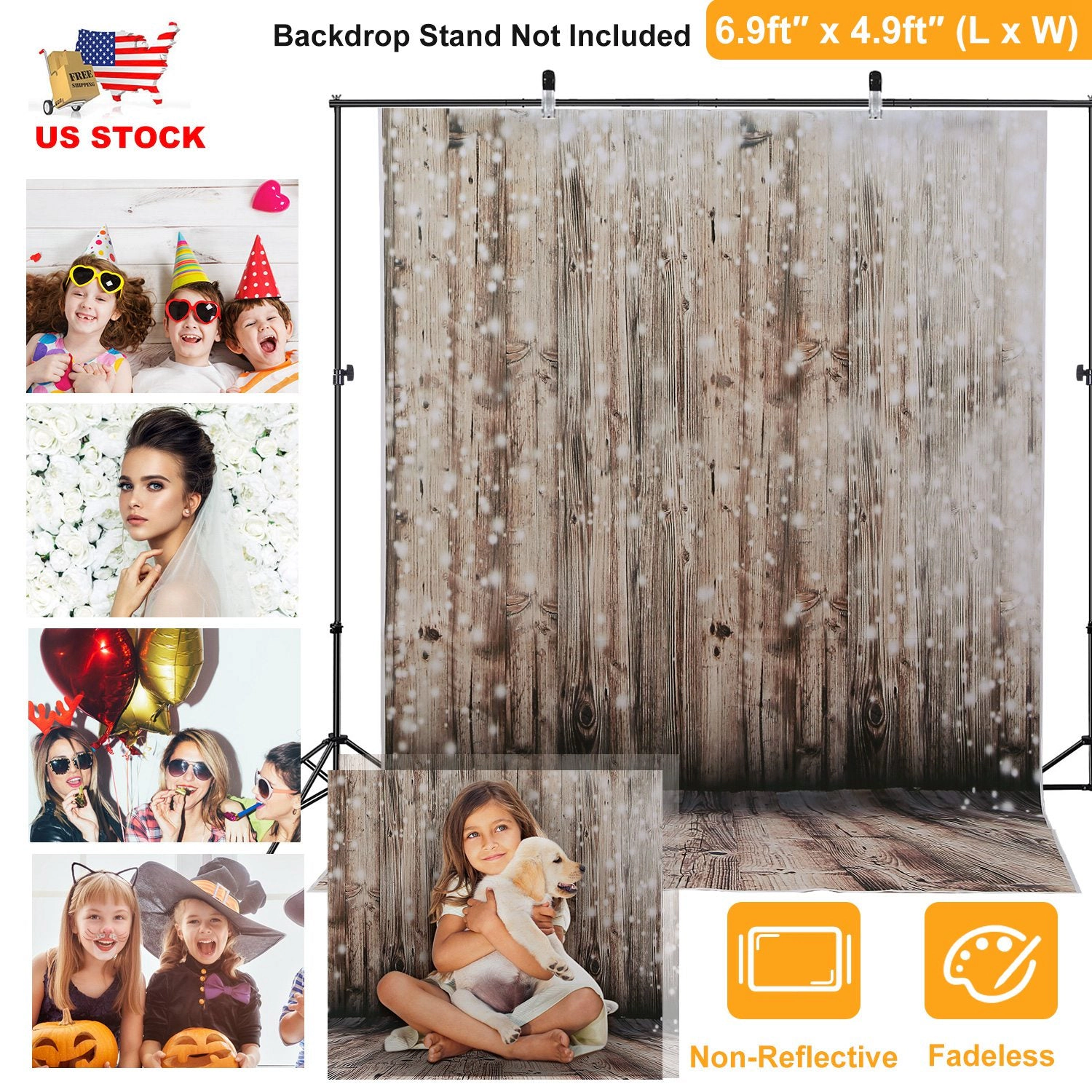 GBruno 5x7FT Wood Floor Photography Backdrop