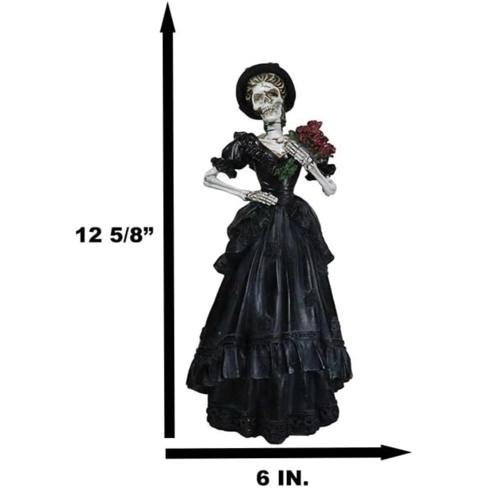 Pacific Giftware Day of The Dead Lady Bride with Renaissance Black Steampunk Figurine 12.5 inch