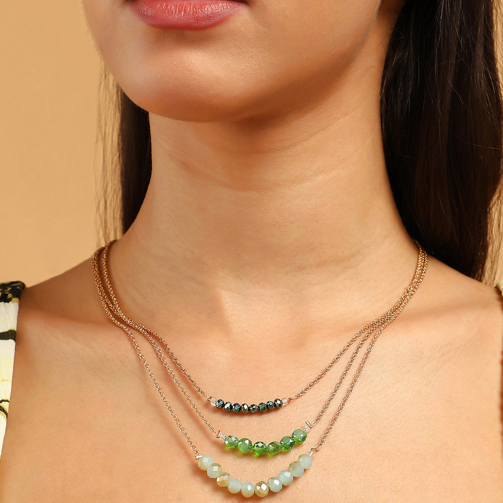 SOHI Women's Kelly Green the Riviera Multi-Layer Necklace