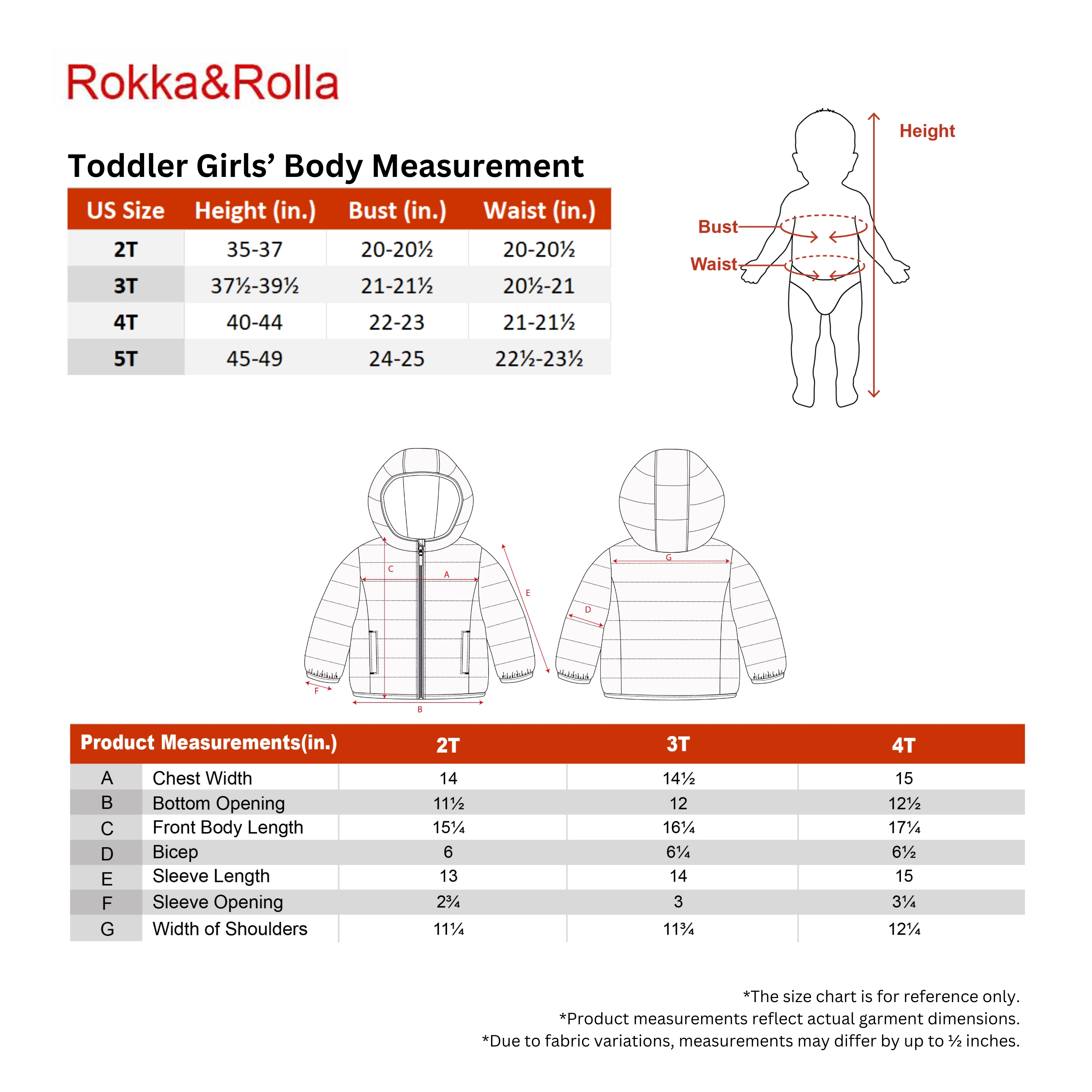 Rokka&Rolla Toddler Girls Lightweight Puffer Jacket
