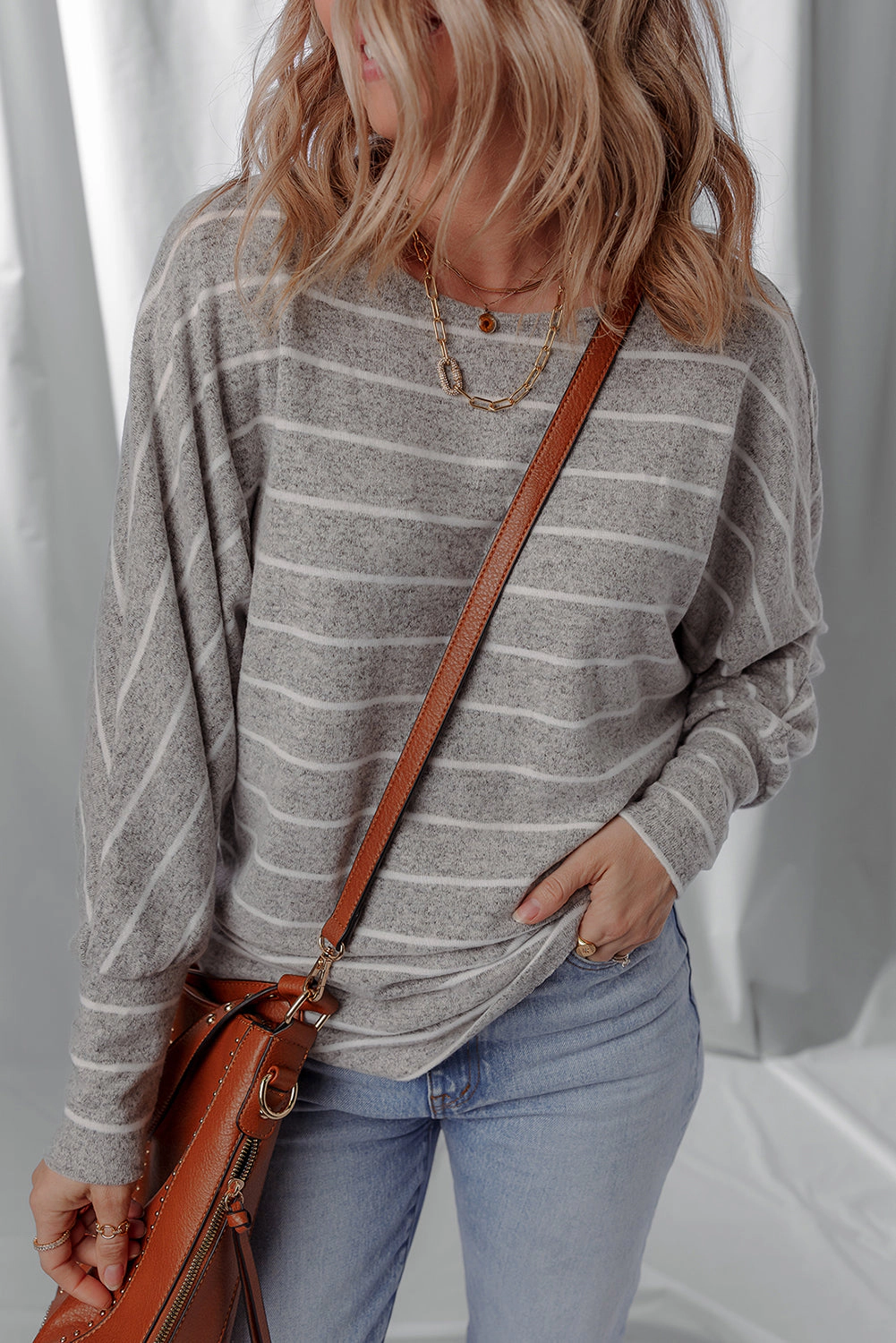 Threaded Pear Women's Bella Stripe Dolman Sleeve Top