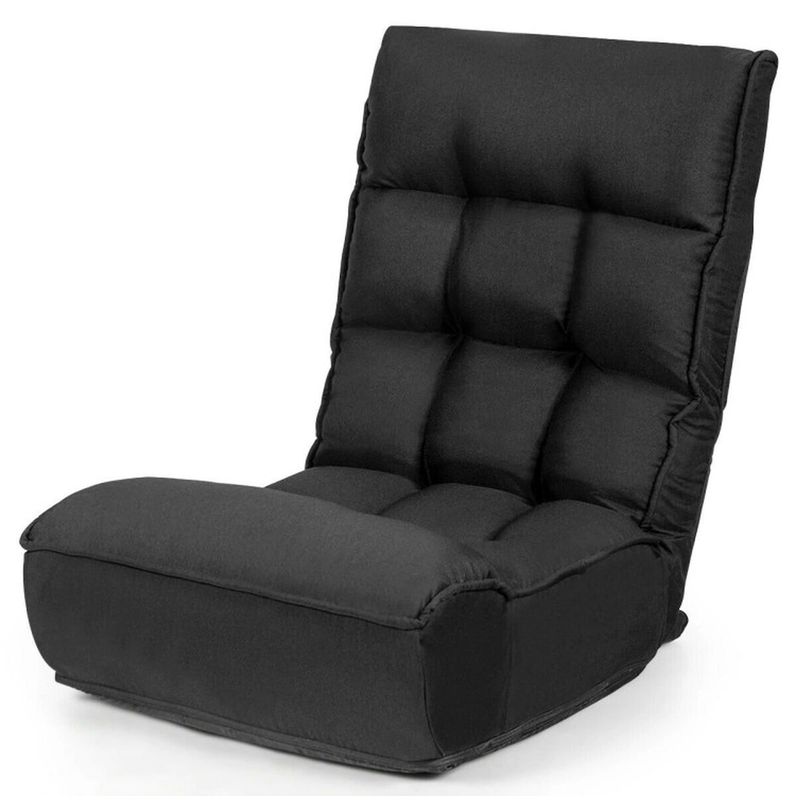 SUGIFT 4-Position Adjustable 286-lb Capacity Black Steel Frame Folding Floor Chair and Lazy Sofa
