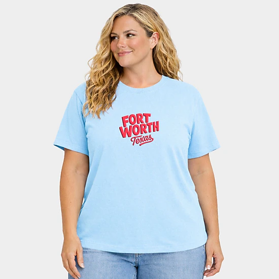 Simply Sage Market - Women's Plus Sized Garment Dyed Graphic T-Shirt - Fort Worth Vibrant Puff Print