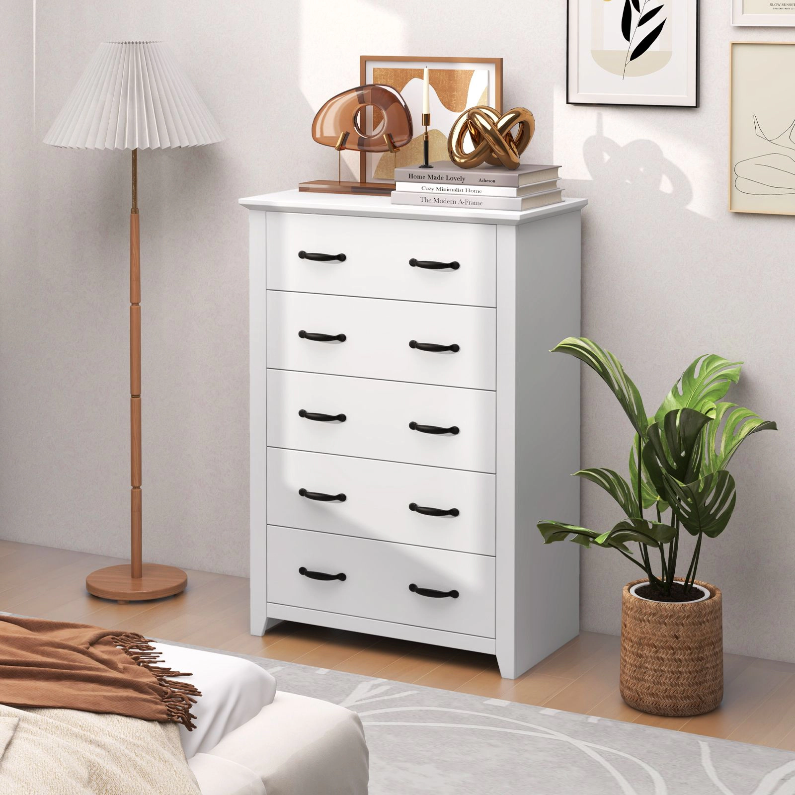 SlickBlue 5 Drawer Storage Dresser Cabinet with Wooden Grain Design