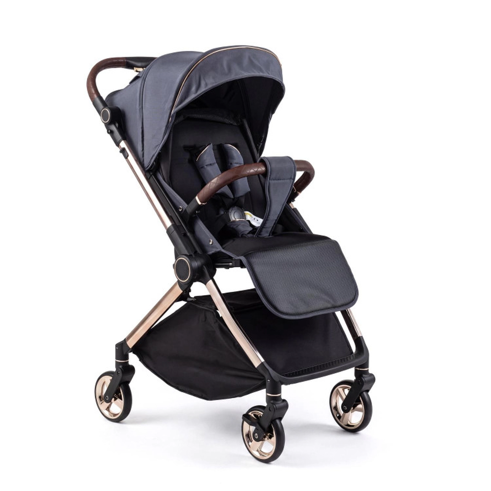 SUGIFT Gray 55-lb Capacity Foldable Aluminum Baby Stroller with Reversible Handle and Quick-Release Wheels