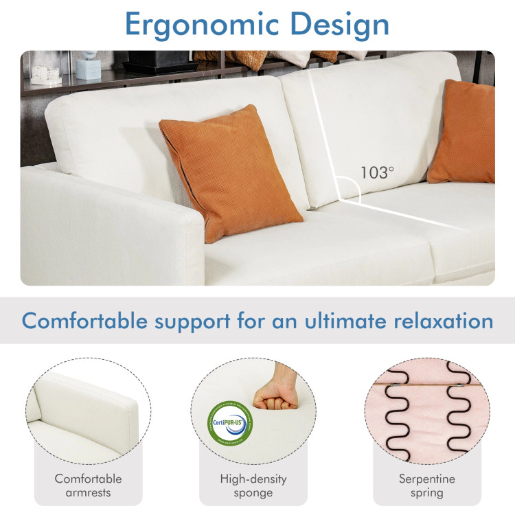 Hivvago Contemporary Upholstered Sofa with Sturdy Metal Legs and Plush Back Cushions