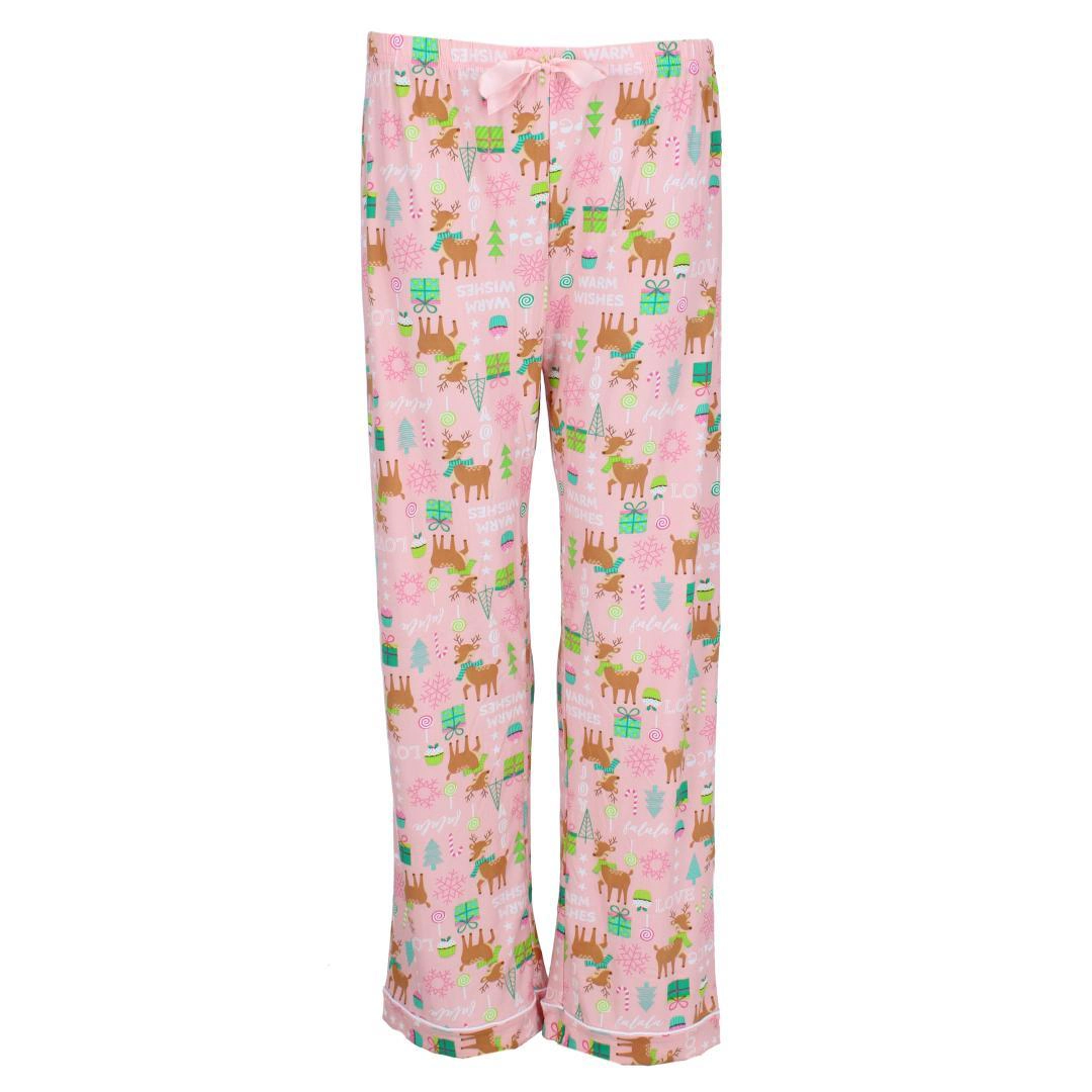 Not a Morning Person Women's Pink Christmas Notch Collar Pajama Set
