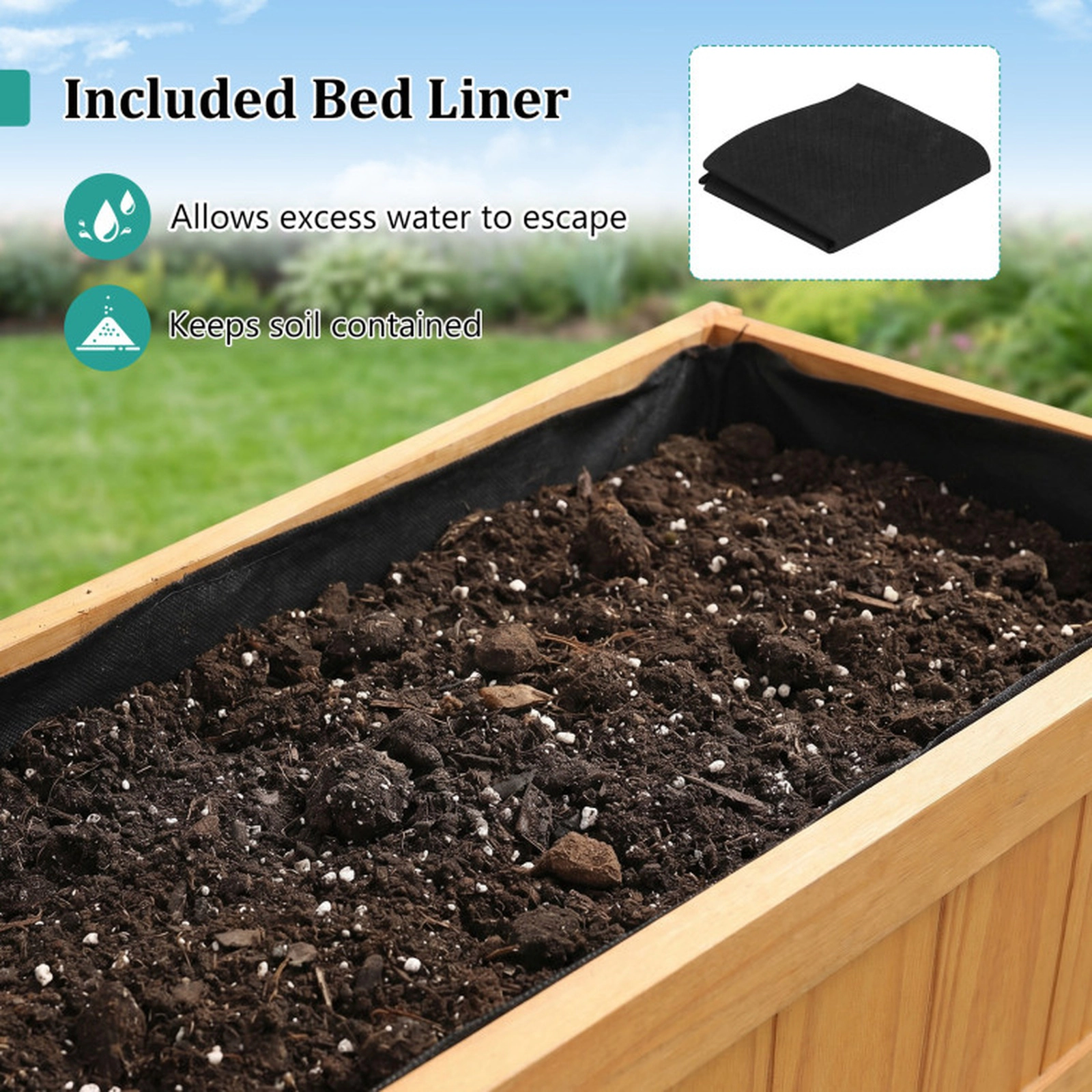 SUGIFT Wood Raised Garden Bed Elevated Planter Box 130-lb Capacity with Bed Liner and Drainage Holes Orange