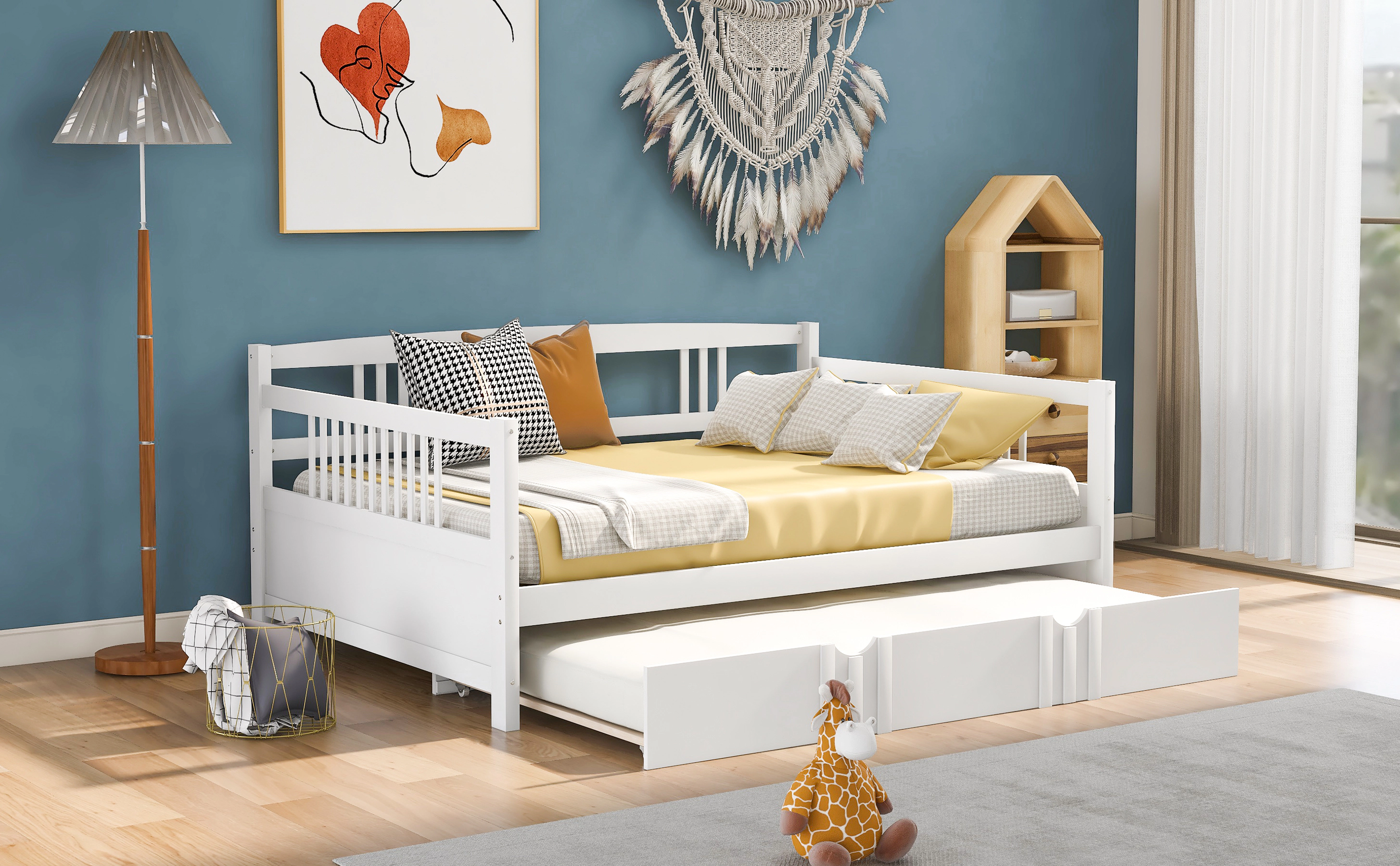 Flynama Full Size Daybed with Twin Trundle, White