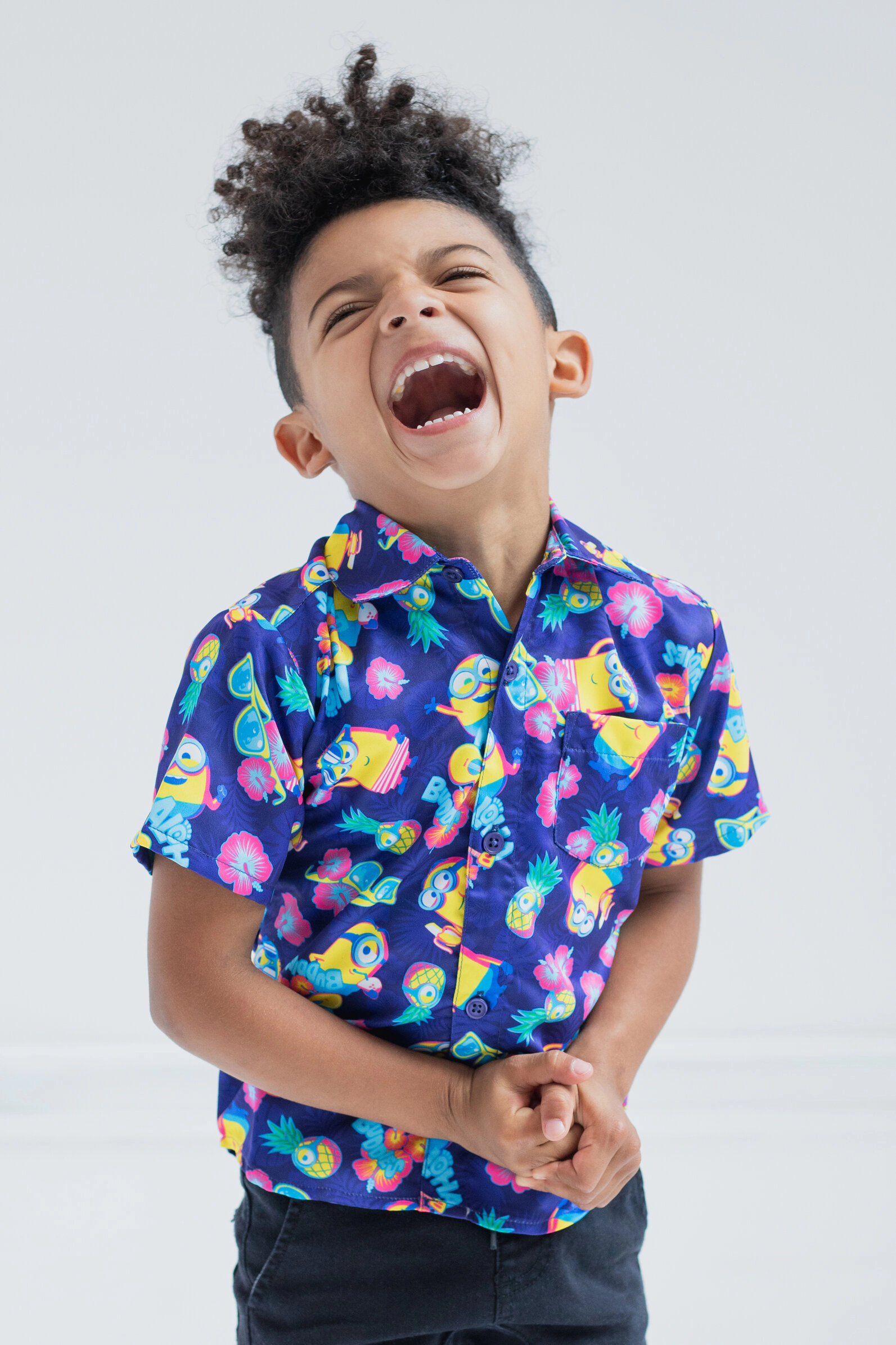 Despicable Me Minions Matching Family Hawaiian Short Sleeve Button Down Shirt