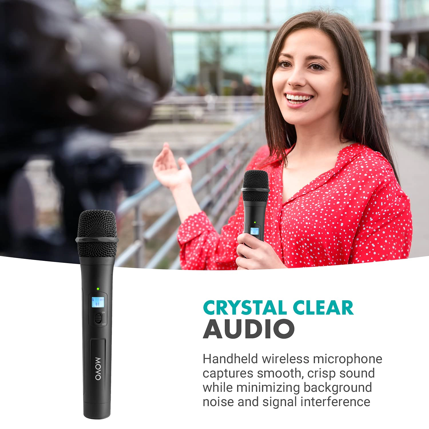 Movo 48-Channel UHF Wireless Microphone System with 2 Wireless Microphones and Receiver - Condenser Microphone Bundle