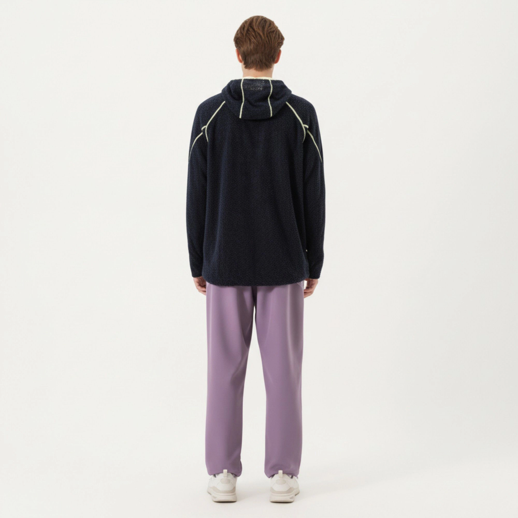 Anna-Kaci Men's Hooded Long Sleeve Pullover Top with Contrast Seam Detailing and Stretch Knit Construction