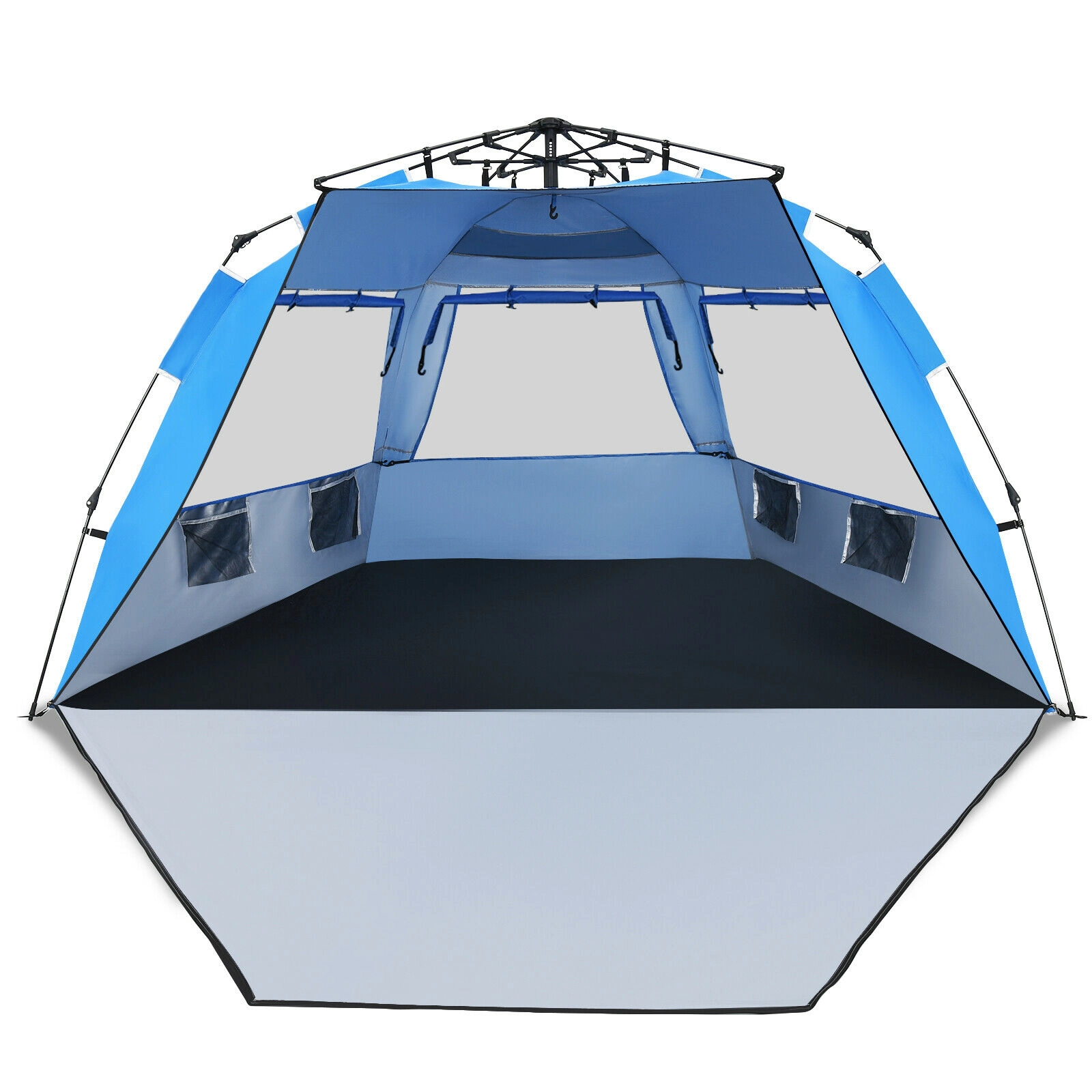 SUGIFT 3-4 Person Blue UPF 50+ Pop Up Beach Tent with Extendable Floor and 50-in Porch 100-in W 50-in D 52-in H