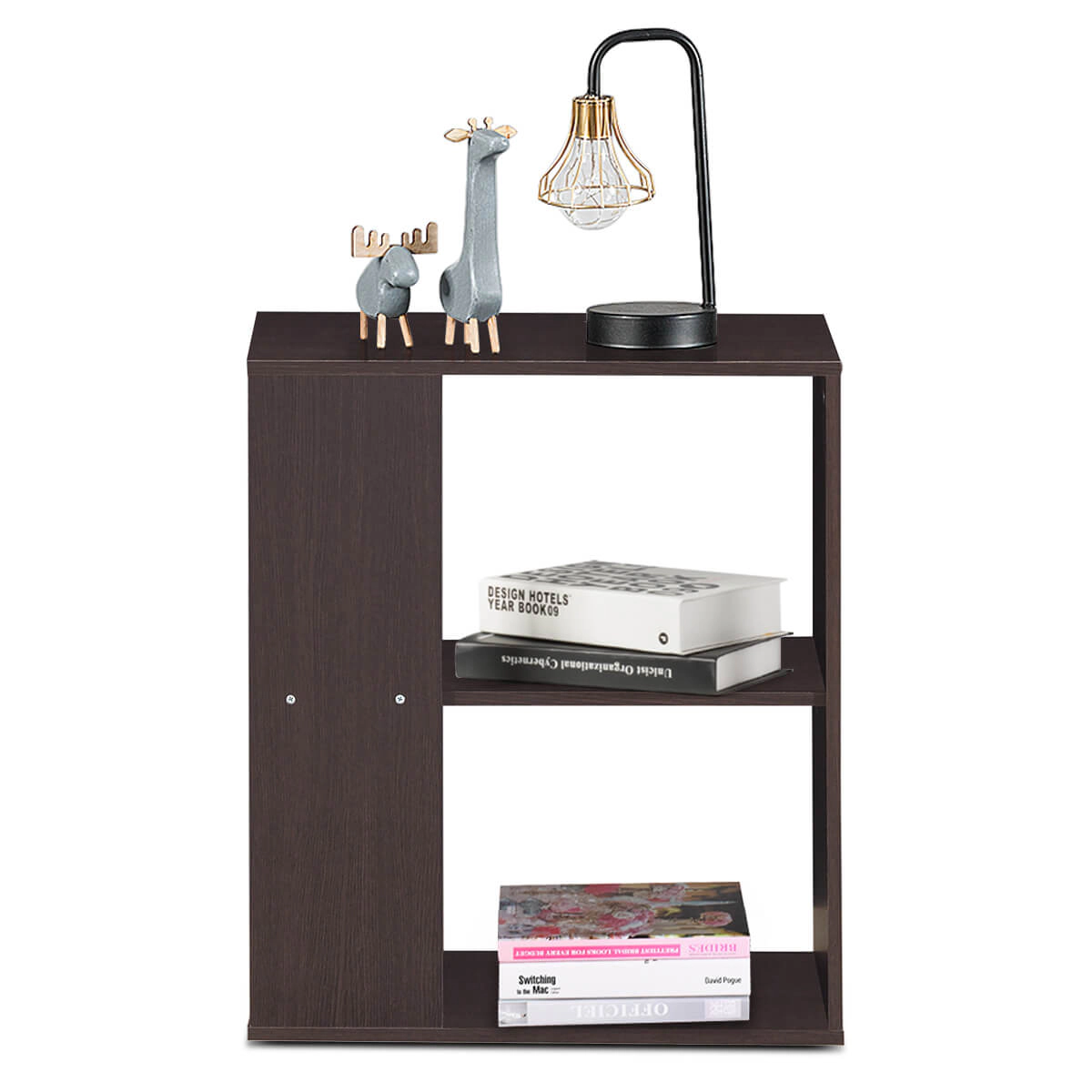 SUGIFT 3-Tier Side End Table with Open Storage Shelves 25-lb Capacity Brown