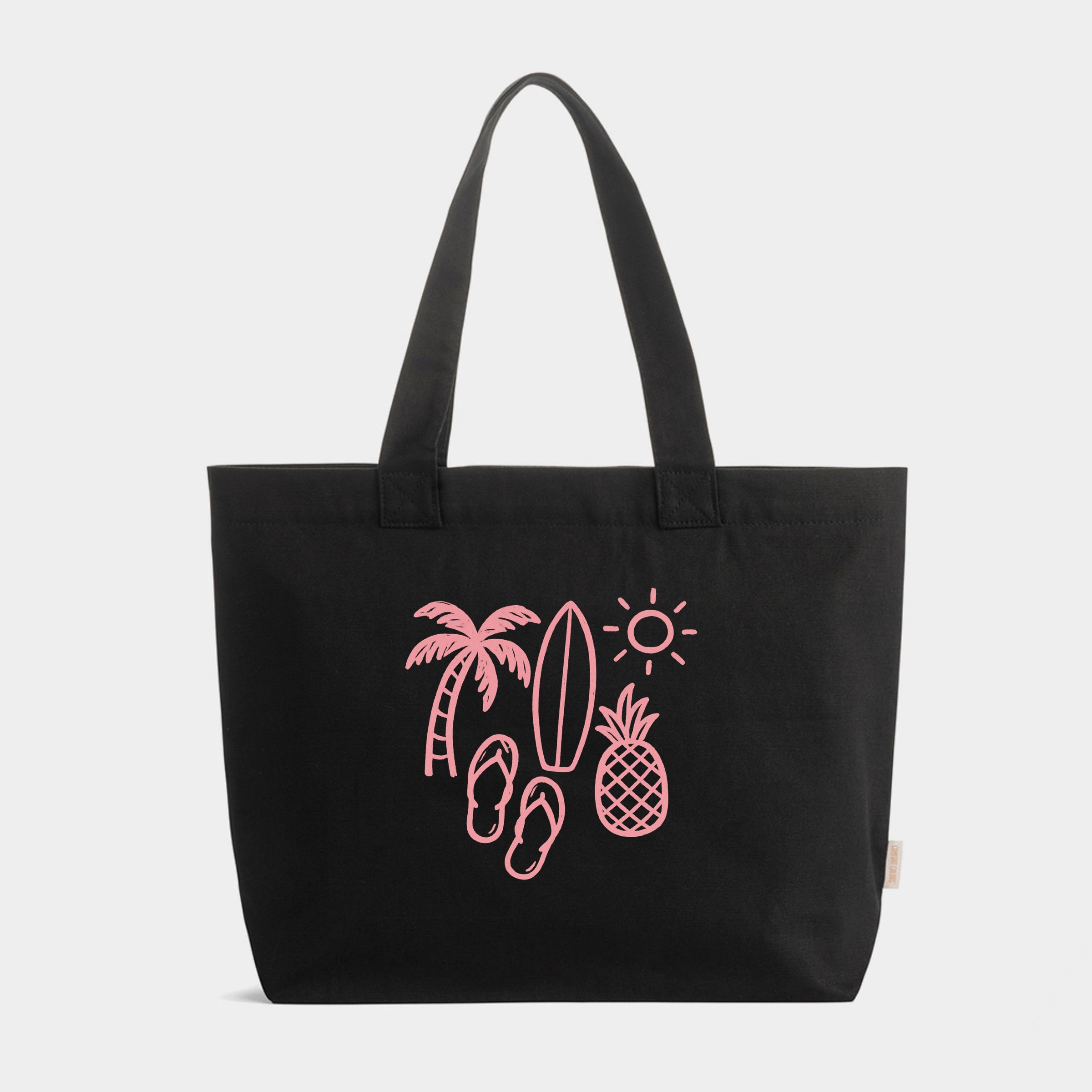 Simply Sage Market - Zippered Canvas Tote - Beach Elements Outline