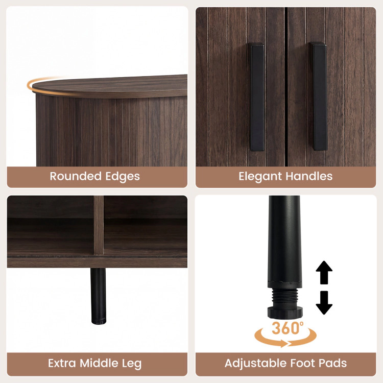 Hivvago 47 Inch Fluted Sideboard Buffet Cabinet With Tambour Sliding Doors And Metal Legs
