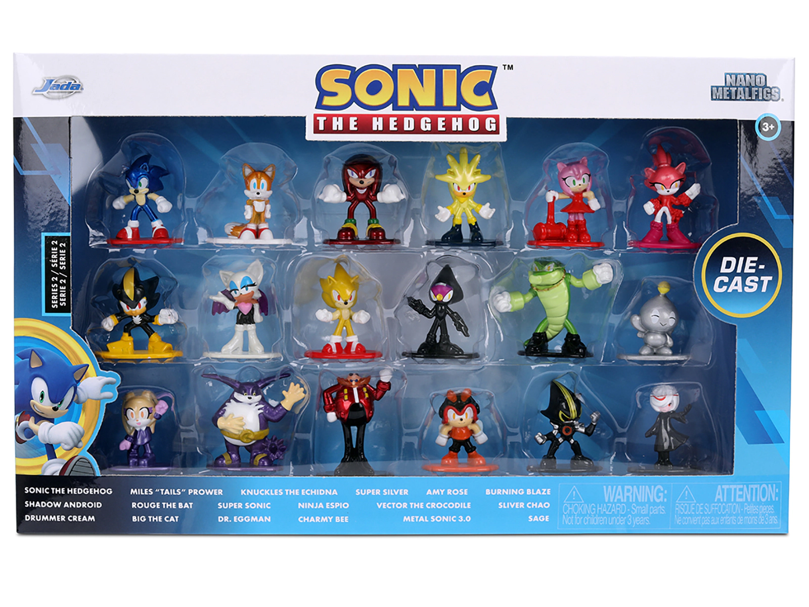 Jada "Sonic The Hedgehog" Set of 18 Diecast Figures Wave 2 "Nano Metalfigs" Series Diecast Models by Jada