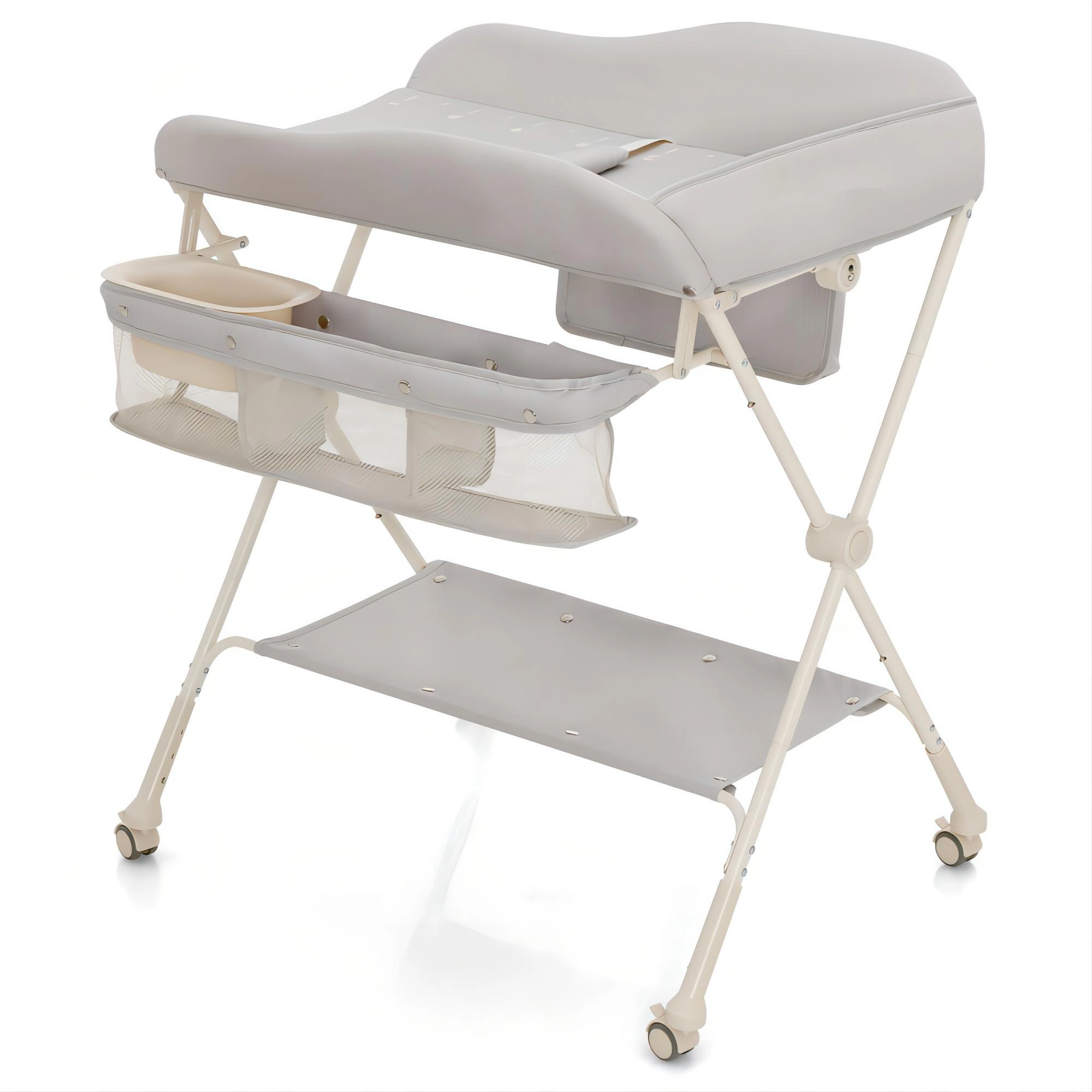 SUGIFT Adjustable Height Baby Diaper Changing Table with Water Basin and Storage 33-lb Capacity 0-12 Months Green