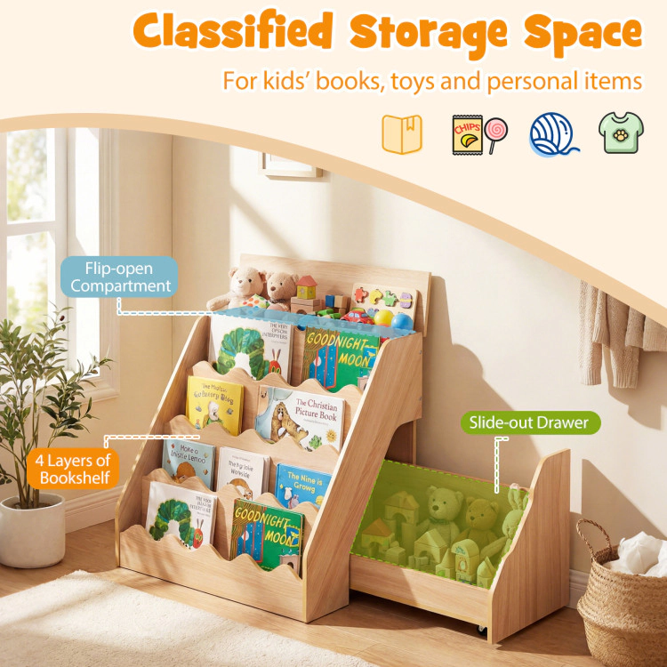 Hivvago 2-In-1 Kids Bookshelf & Toy Storage Organizer