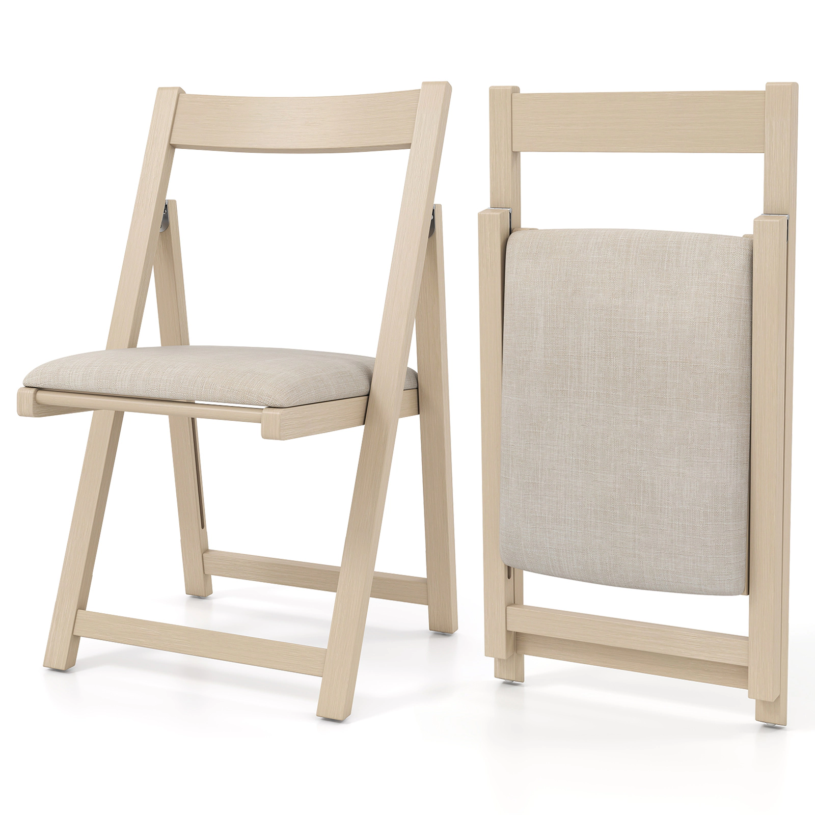 LJG Folding Upholstered Dining Chair Set of 4 with Curved Backrest