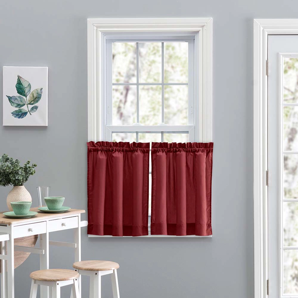 Ellis Stacey 1.5 Rod Pocket High Quality Fabric Solid Color Window Tailo Tier Pair
