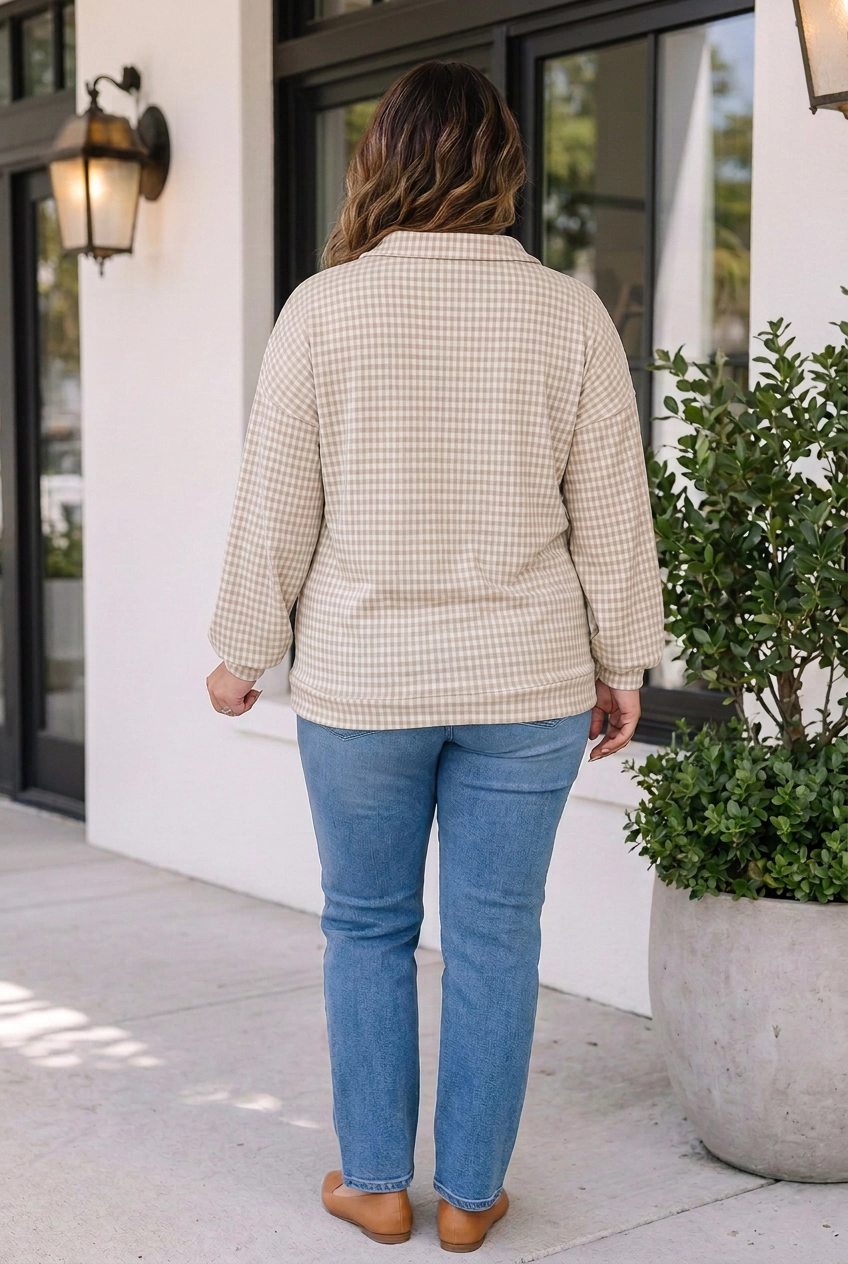 Threaded Pear Monique Long Sleeve Blouse PLUS Top