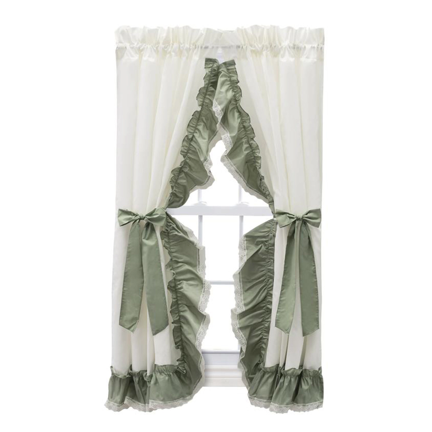 Ellis Curtain Madelyn Ruffled Victorian Priscillas 1.5" Rod Pocket Curtain Panel 100" x 84" White