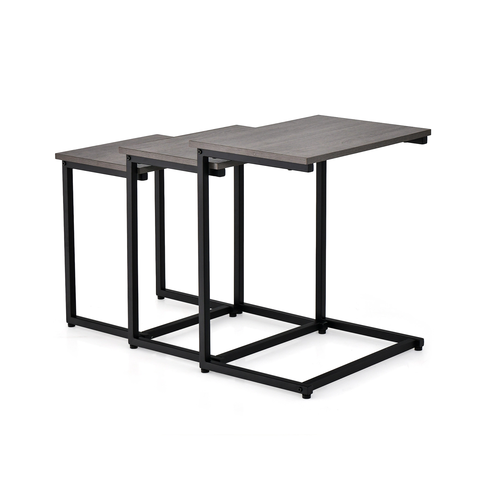 SUGIFT Stackable C-Shape Coffee End Table Set 44-lb Capacity Oak Color As the Picture Shows