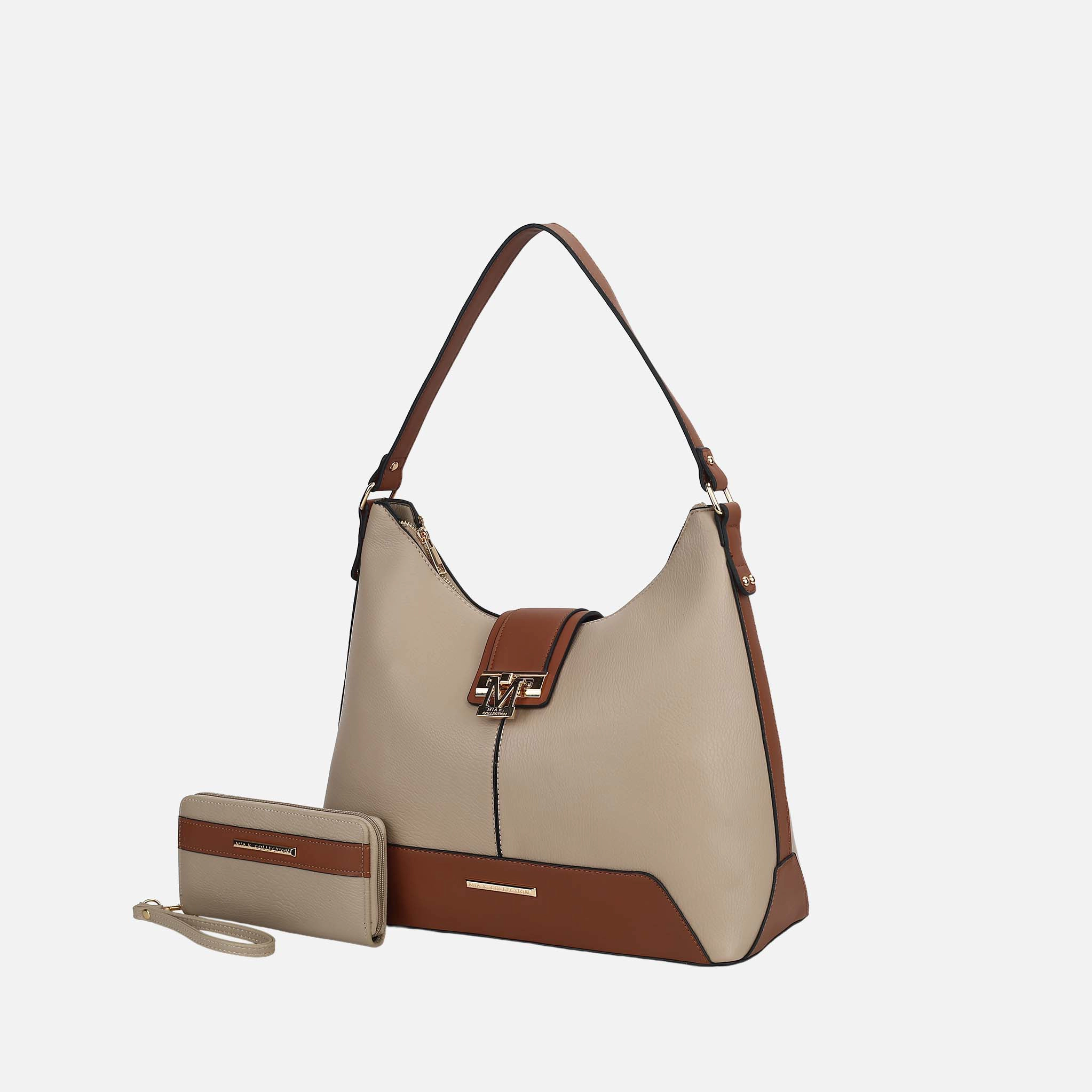 Mia K Collection Graciela Color Block Hobo Bag with Wallet and Wristlet