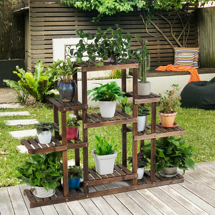 Hivvago 6-Tier Flower Wood Stand Plant Display Rack Storage Shelf