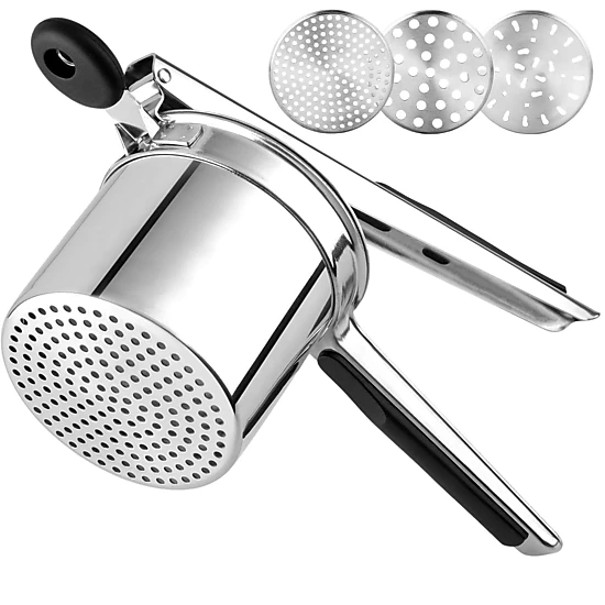Zulay Kitchen Premium Large 15oz Potato Ricer, Heavy Duty Professional Stainless Steel Potato Masher and Ricer, 3 Disc