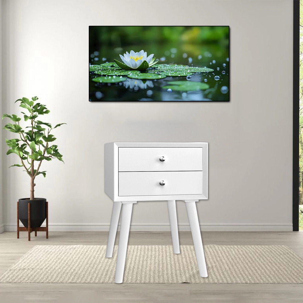 Hivvago Wooden End Table with 2 Storage Drawers