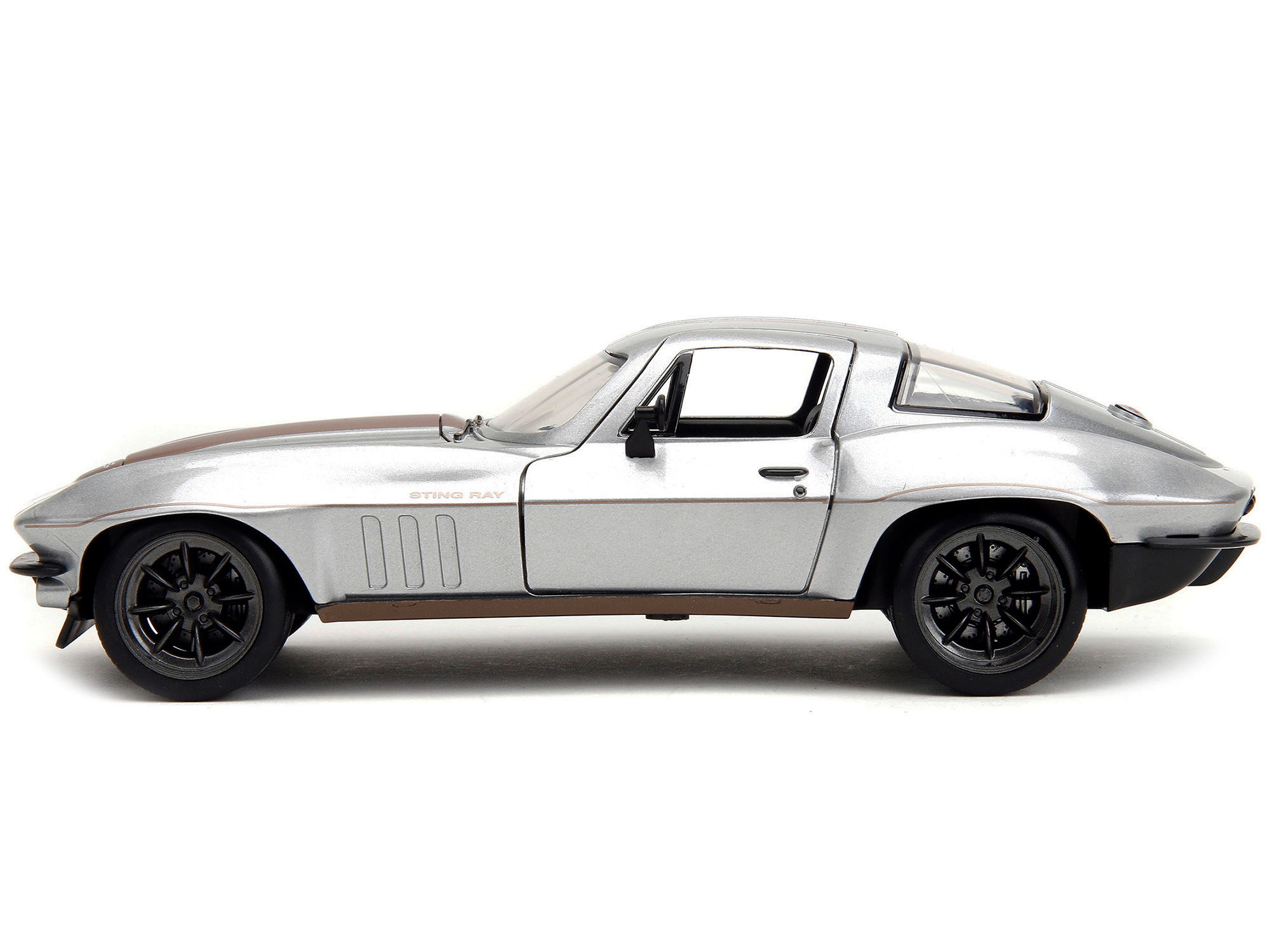 Jada 1966 Chevrolet Corvette Silver Metallic with Bronze Stripes "Bigtime Muscle" Series 1/24 Diecast Model Car by Jada