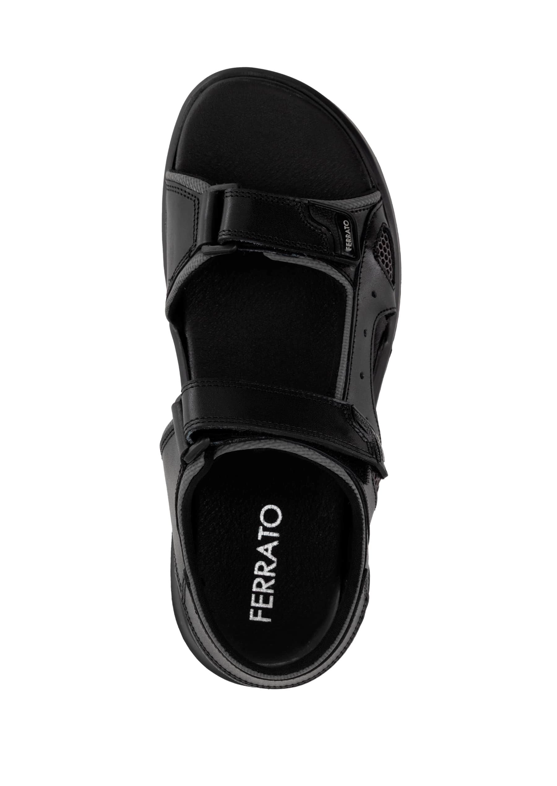 Ferrato Mens Leather Sandals - Hook and Loop Closure