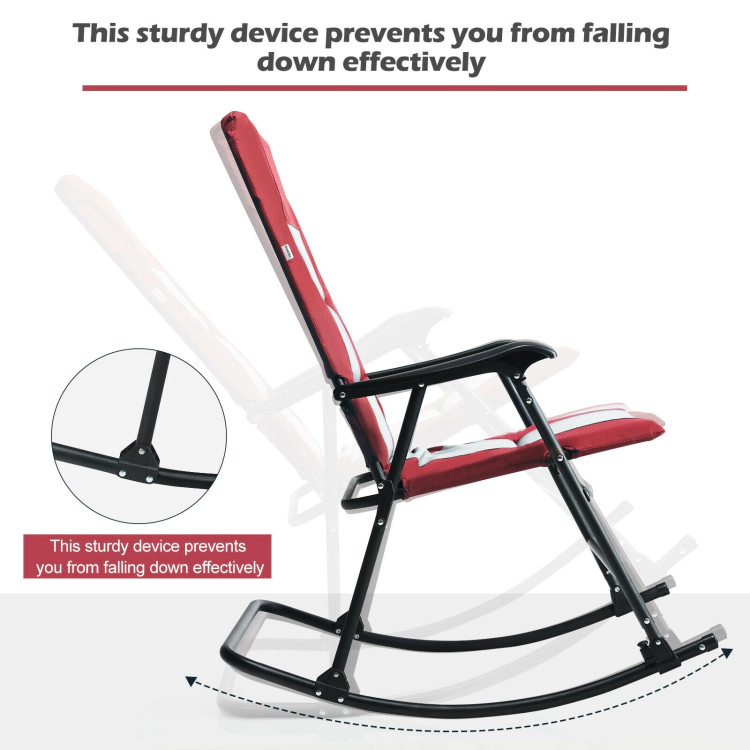 Hivvago Foldable Rocking Padded Portable Camping Chair with Backrest and Armrest