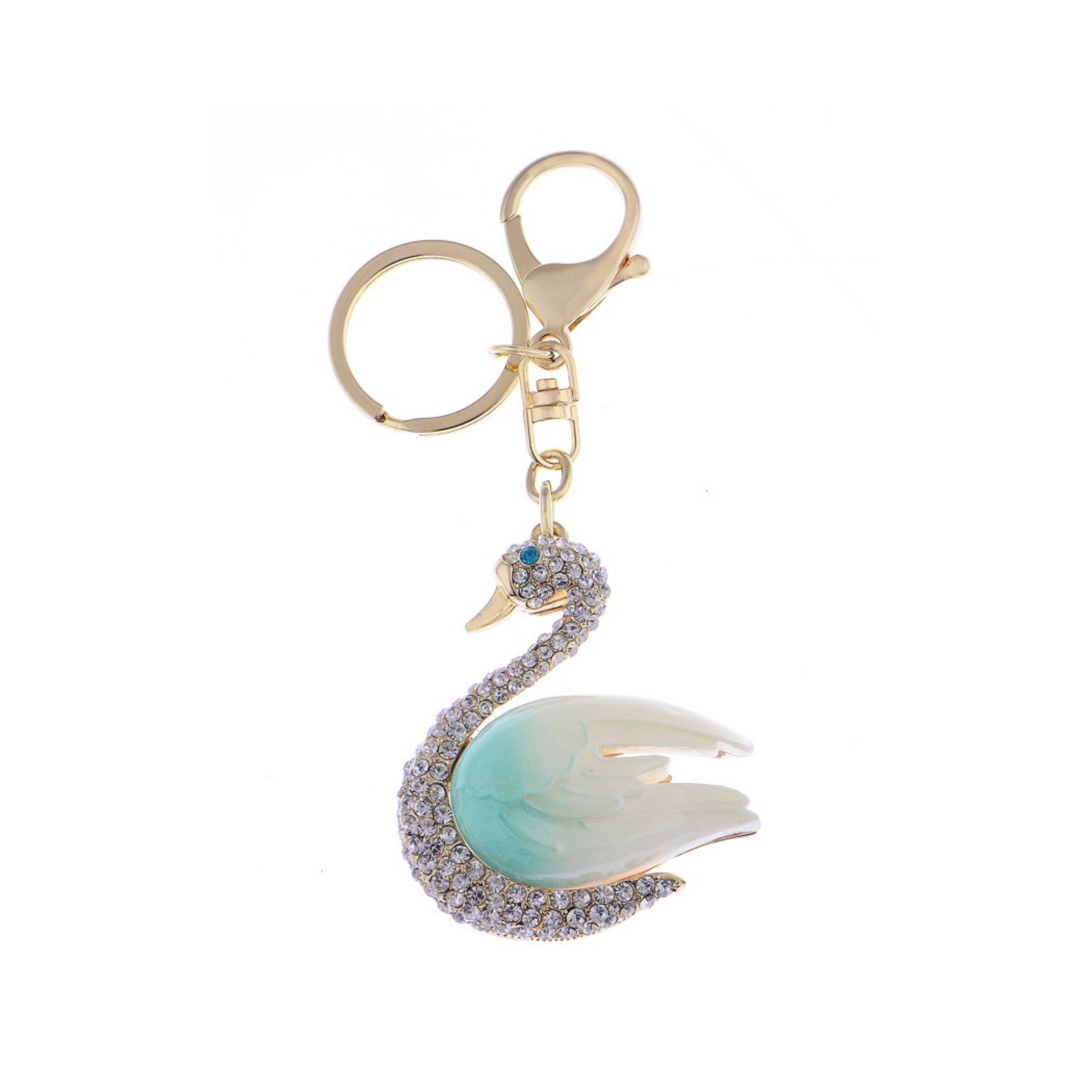 Alilang Women's Swan Keychain Charm with Crystal Pave Body and Sculpted Wing Accent