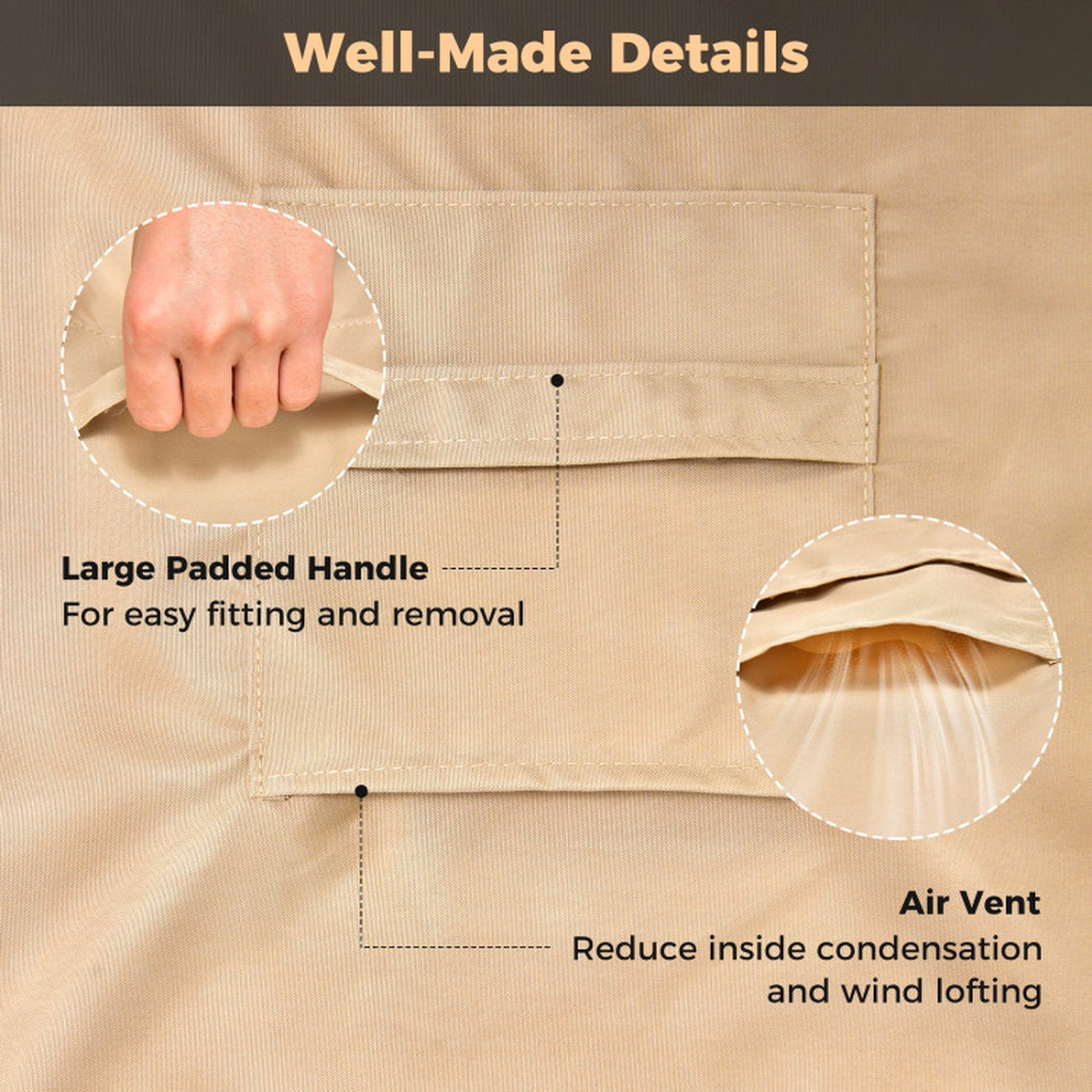 SUGIFT Weather-Resistant Patio Furniture Cover with Padded Handle and Click-Close Straps Beige Blue