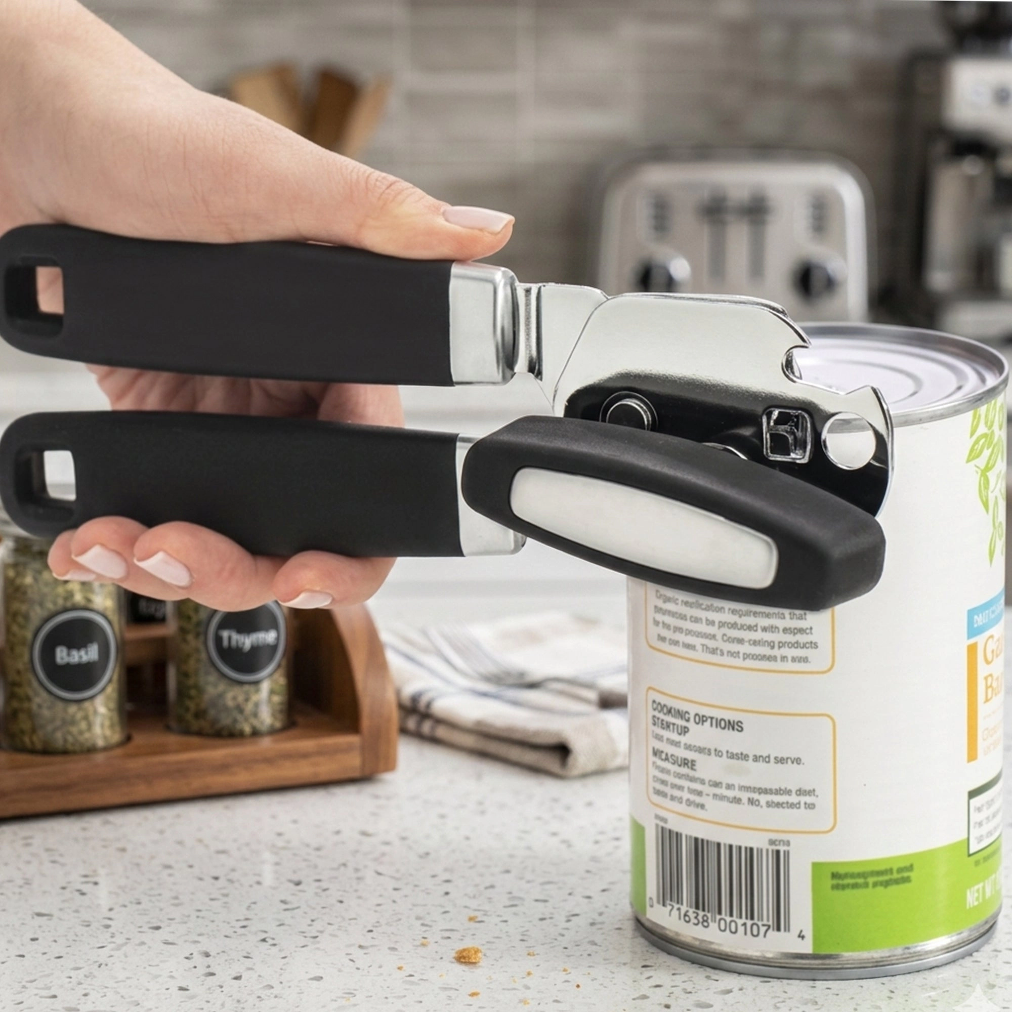 Cheer Collection Heavy Duty Stainless Steel Can Opener with Soft Grip Handles Manual Kitchen Can and Bottle Opener