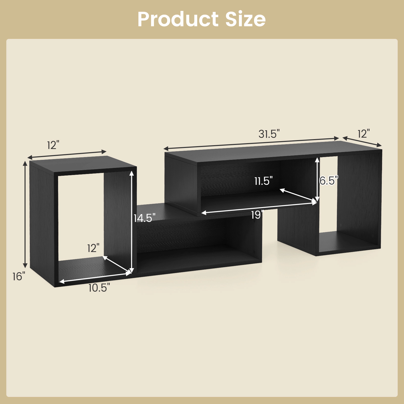 Glintex 2-Piece Expandable TV Stand with Cubes for TVs up to 55 Inches