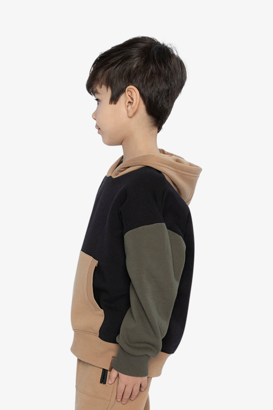 Deux par Boys Hooded Colorblock Fleece Cardigan with Kangaroo Pocket