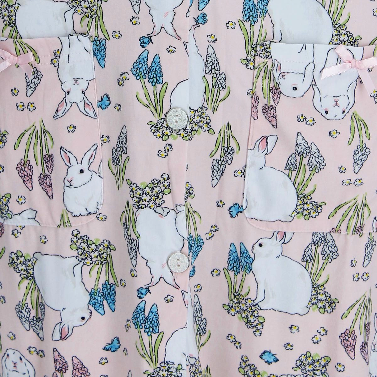 Miss Lillian Women's Floral Bunny Ruffle Short Sleeve Sleep Gown