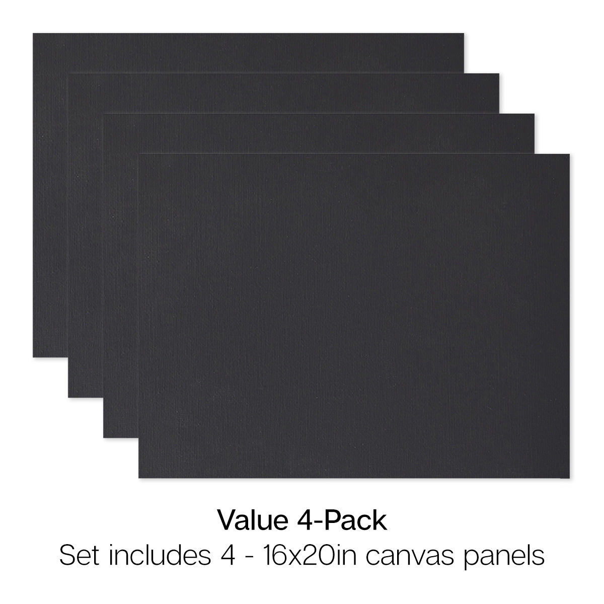 KINGART Black Canvas Panel Boards - 16" x 20" 4-Pack