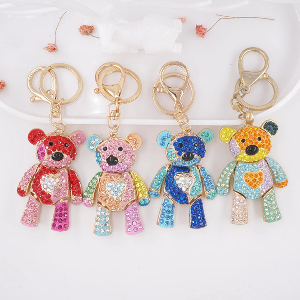 Premium Charms Womens Rhinestone Teddy Bear Keychain