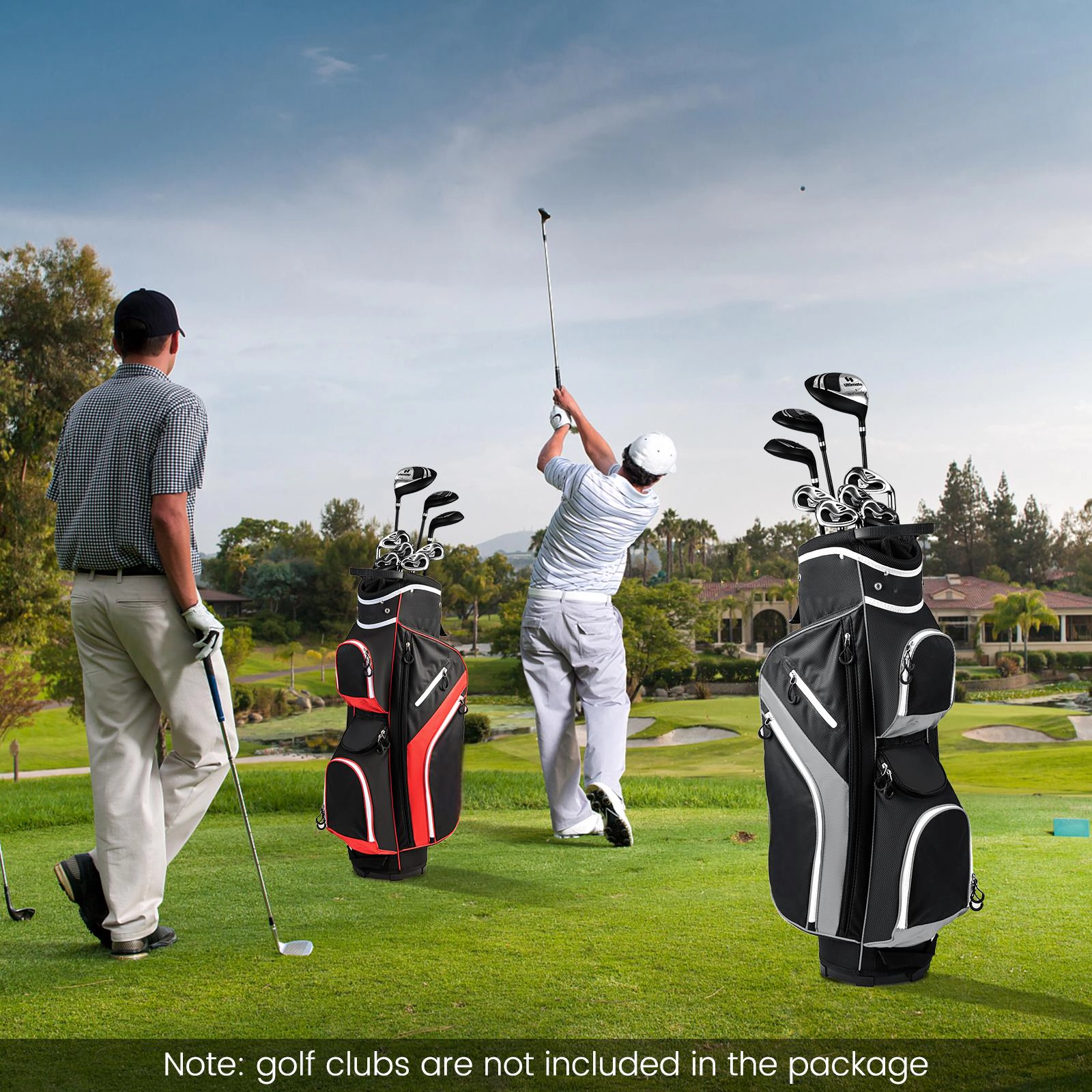 SUGIFT 14-Way Top Divider Golf Cart Bag with 9-in Base Diameter and Rain Hood 4.5-lb Net Weight Blue/Gray/Red